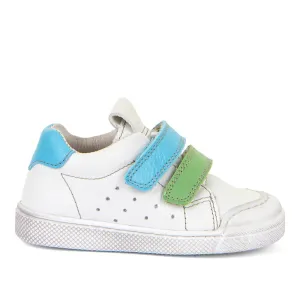 Froddo: Rosario Klettverschluss-Turnschuhe - Weiß / Blaue & Grüne Riemen