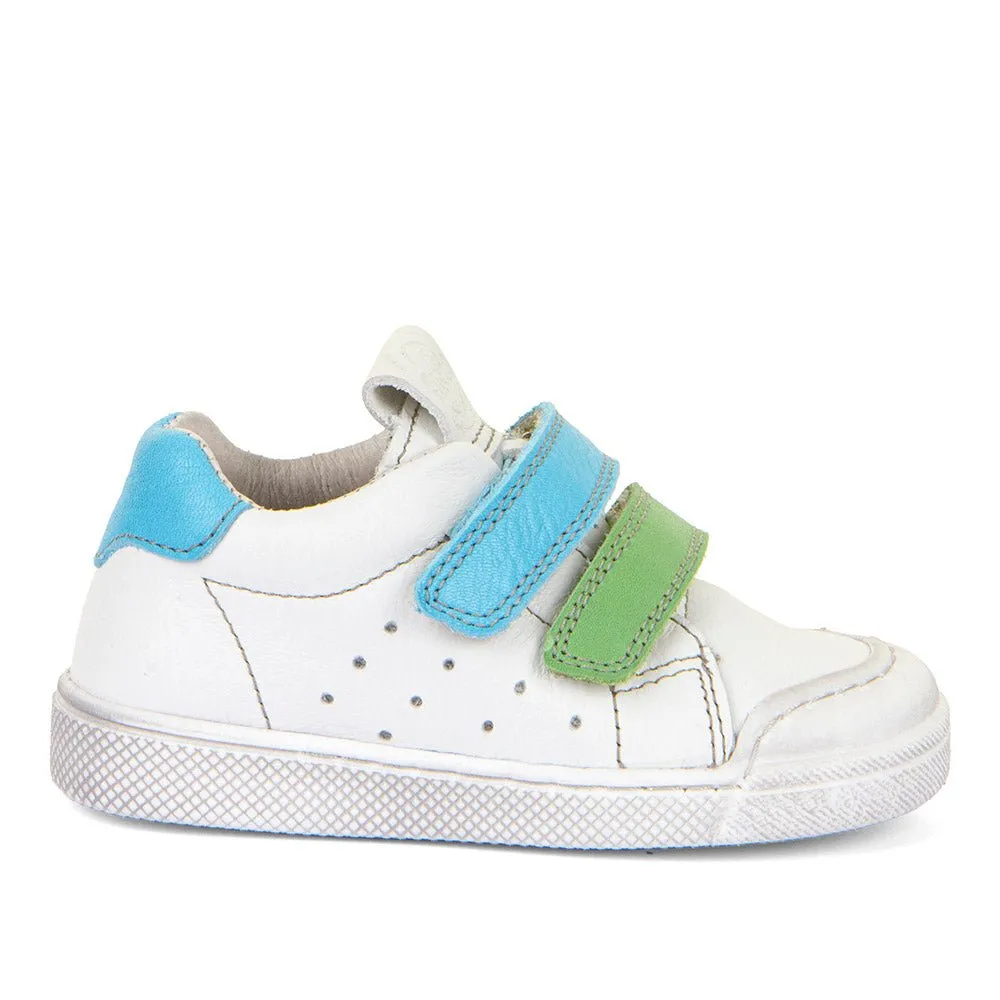 Froddo: Rosario Klettverschluss-Turnschuhe - Weiß / Blaue & Grüne Riemen