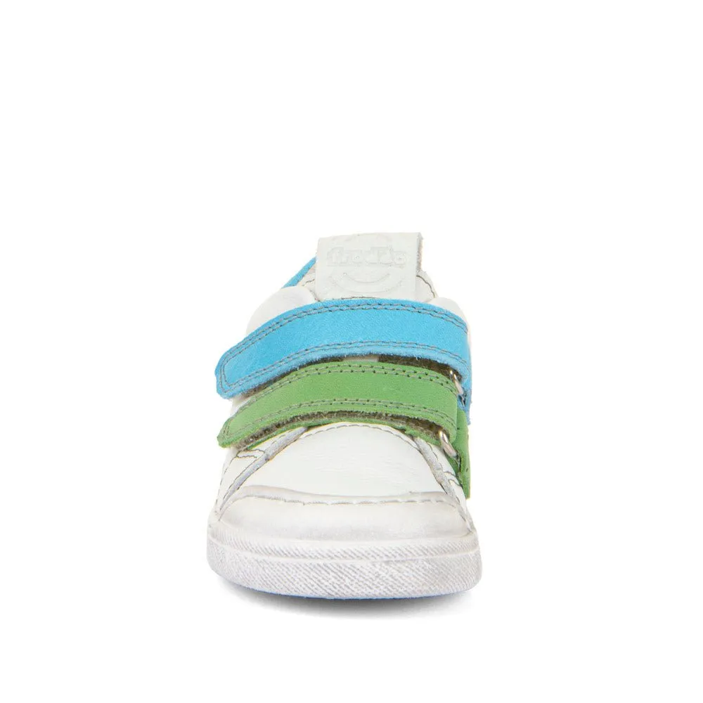 Froddo: Rosario Klettverschluss-Turnschuhe - Weiß / Blaue & Grüne Riemen