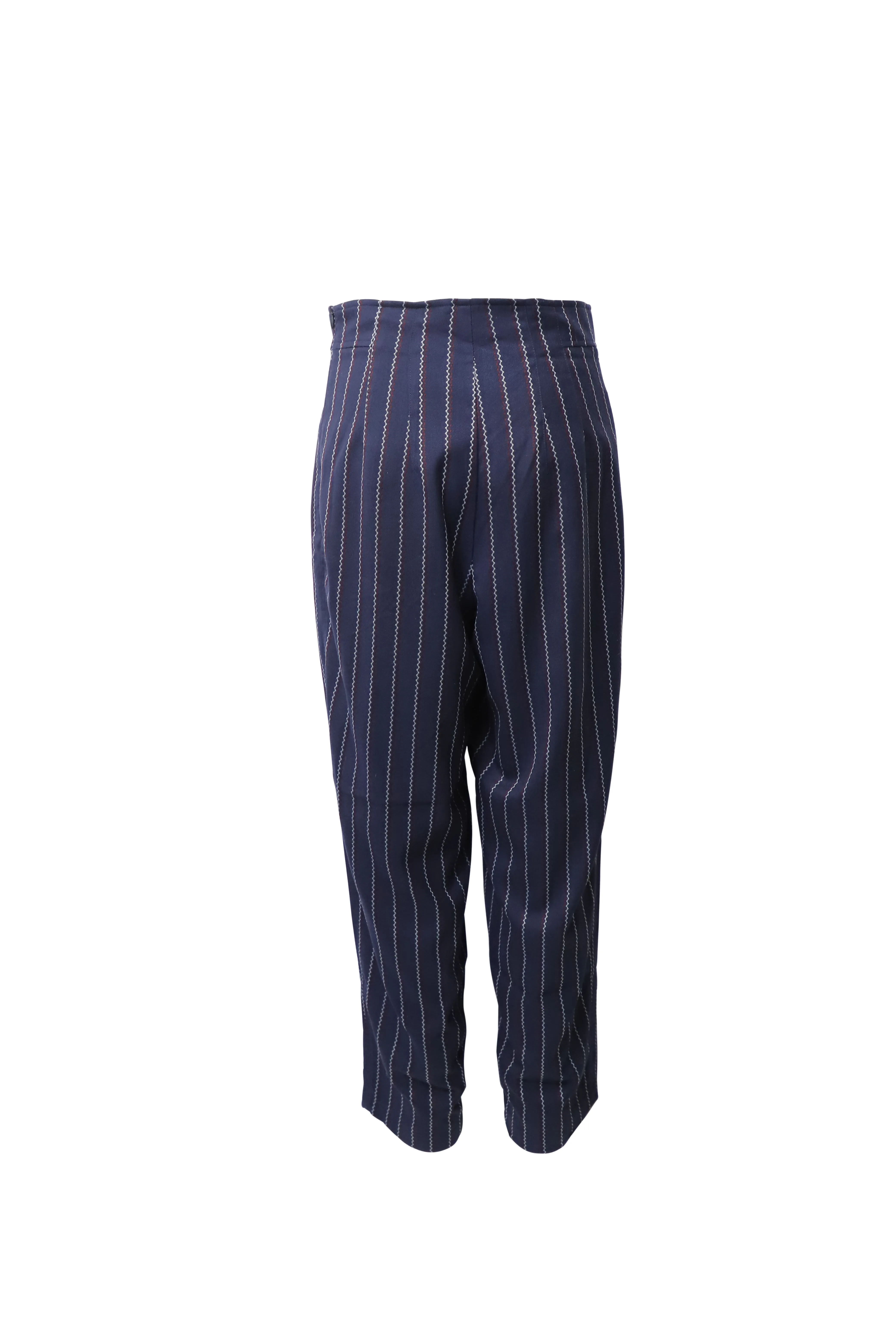 Ganni Pinstripe Weitbeinige Hose in Blau Polyester