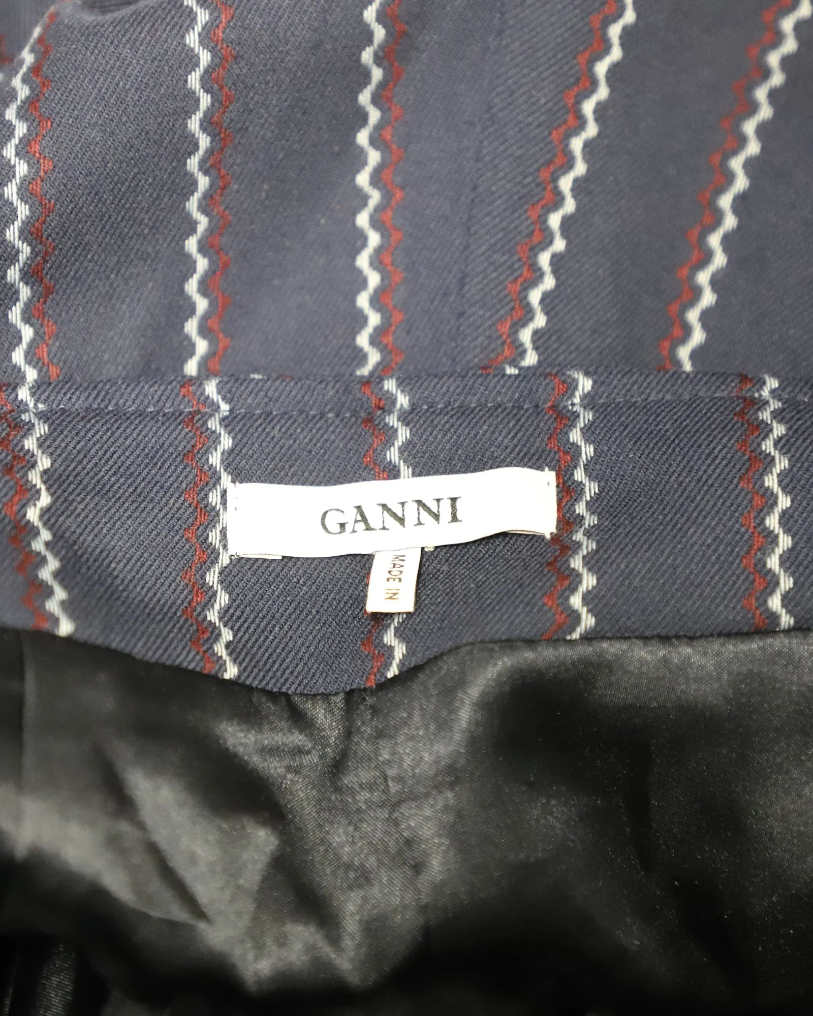 Ganni Pinstripe Weitbeinige Hose in Blau Polyester