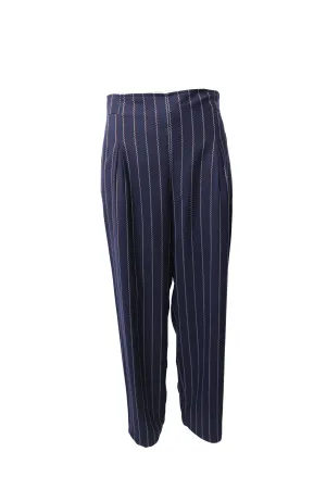 Ganni Pinstripe Weitbeinige Hose in Blau Polyester