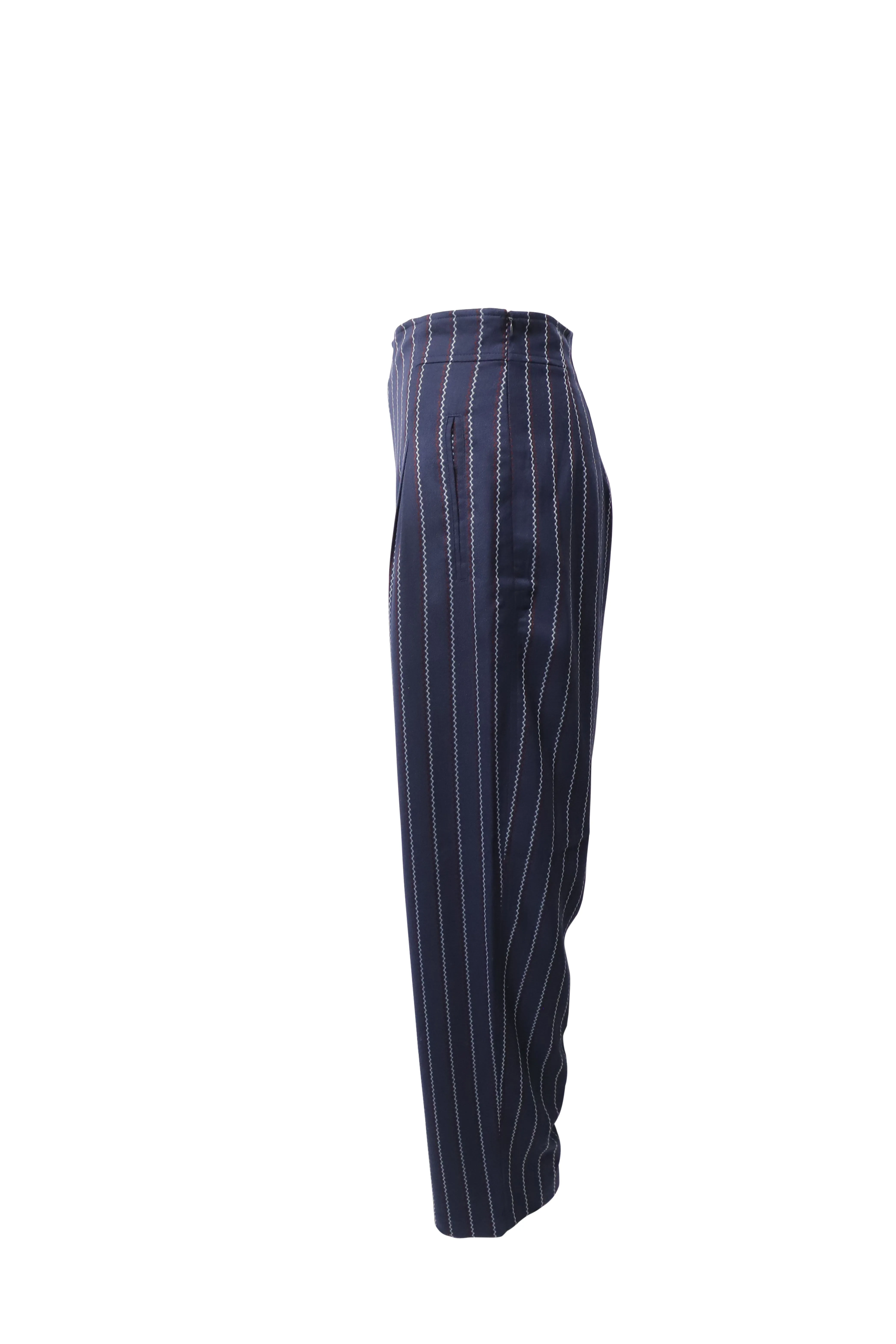 Ganni Pinstripe Weitbeinige Hose in Blau Polyester