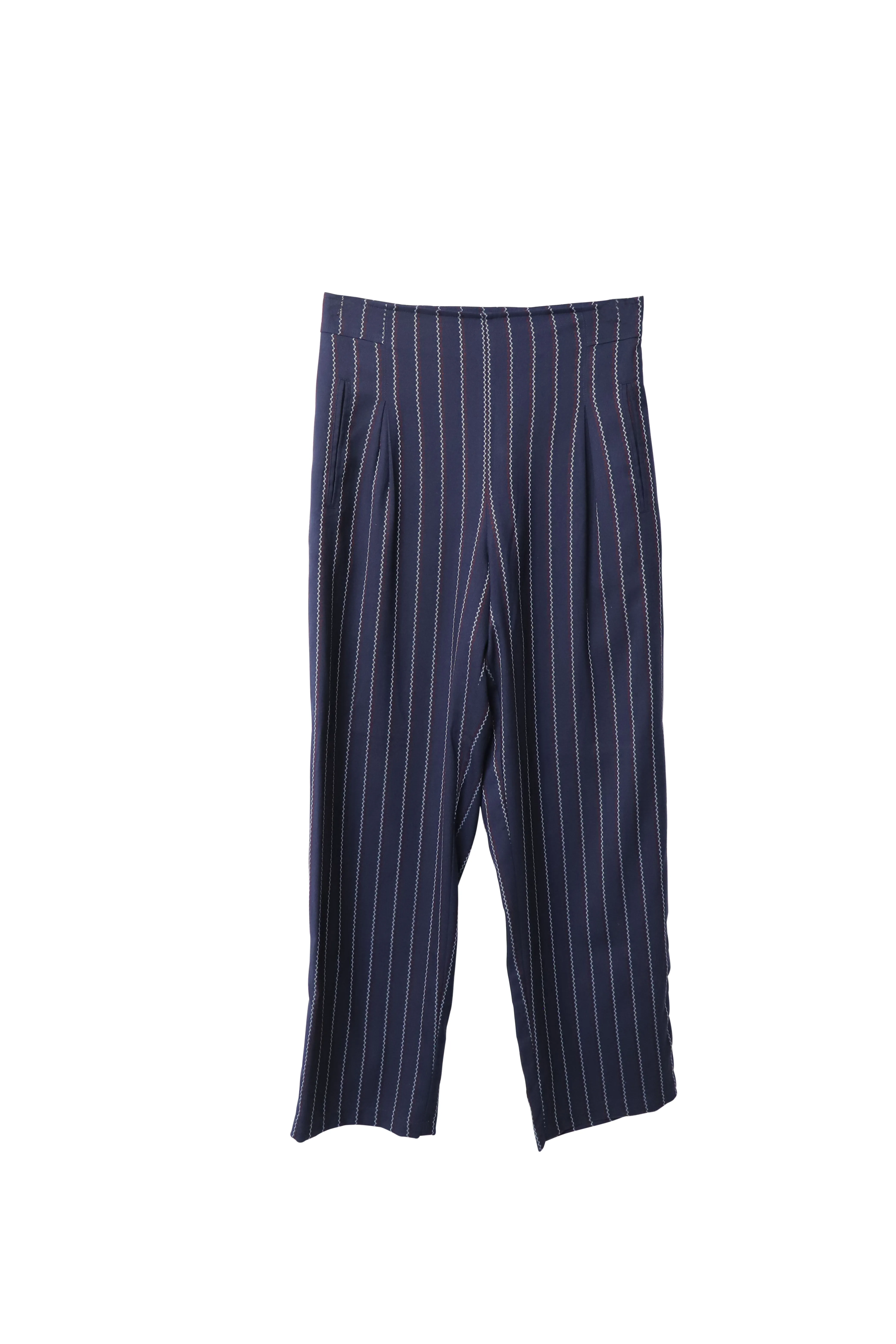 Ganni Pinstripe Weitbeinige Hose in Blau Polyester