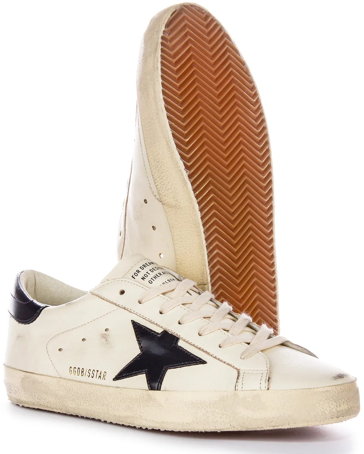 Golden Goose Super Star In Gewaschenem Weiß Schwarz Für Herren Schuhe Golden Goose