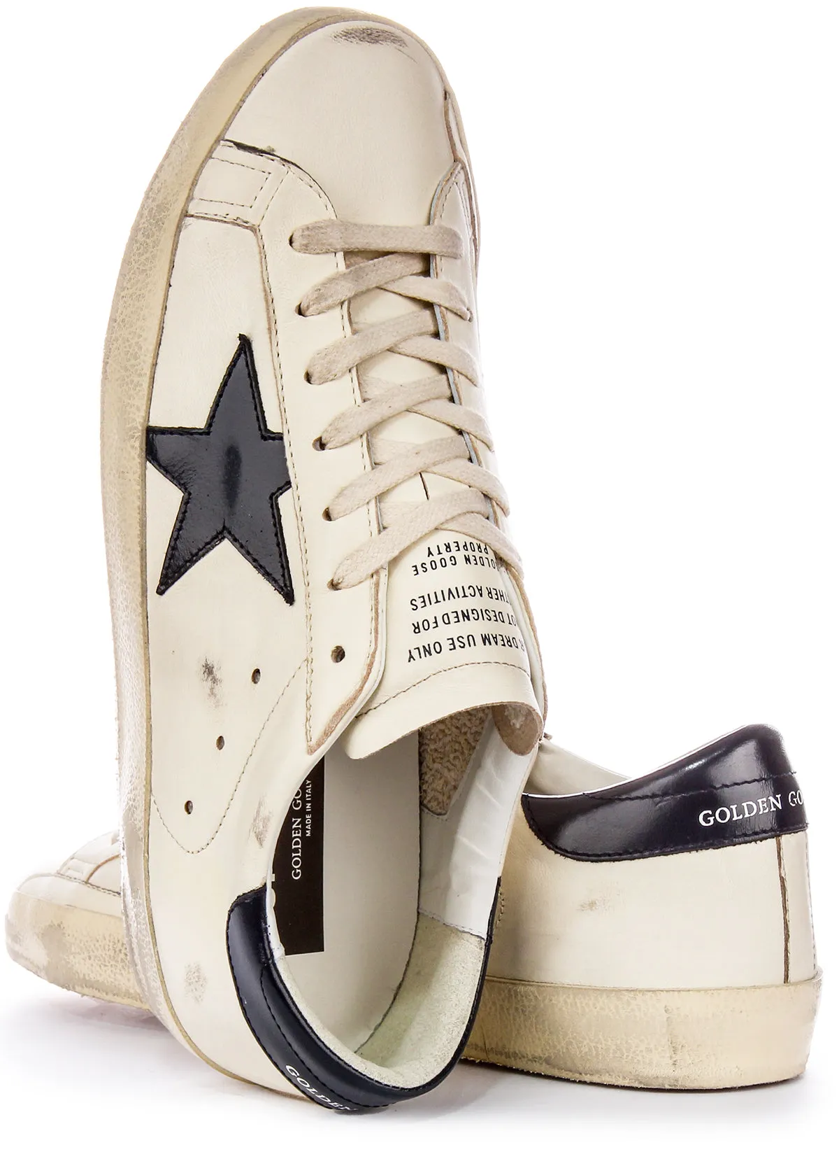 Golden Goose Super Star In Gewaschenem Weiß Schwarz Für Herren Schuhe Golden Goose