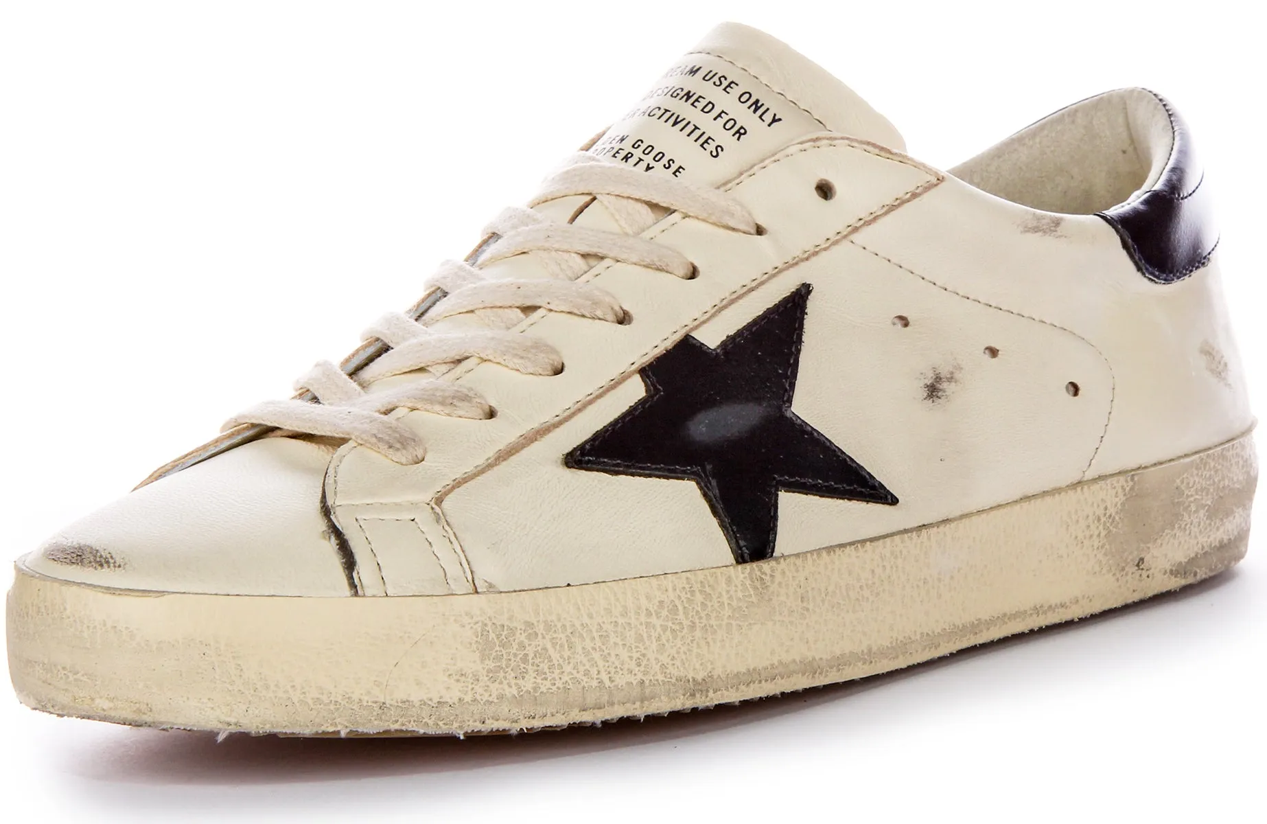 Golden Goose Super Star In Gewaschenem Weiß Schwarz Für Herren Schuhe Golden Goose