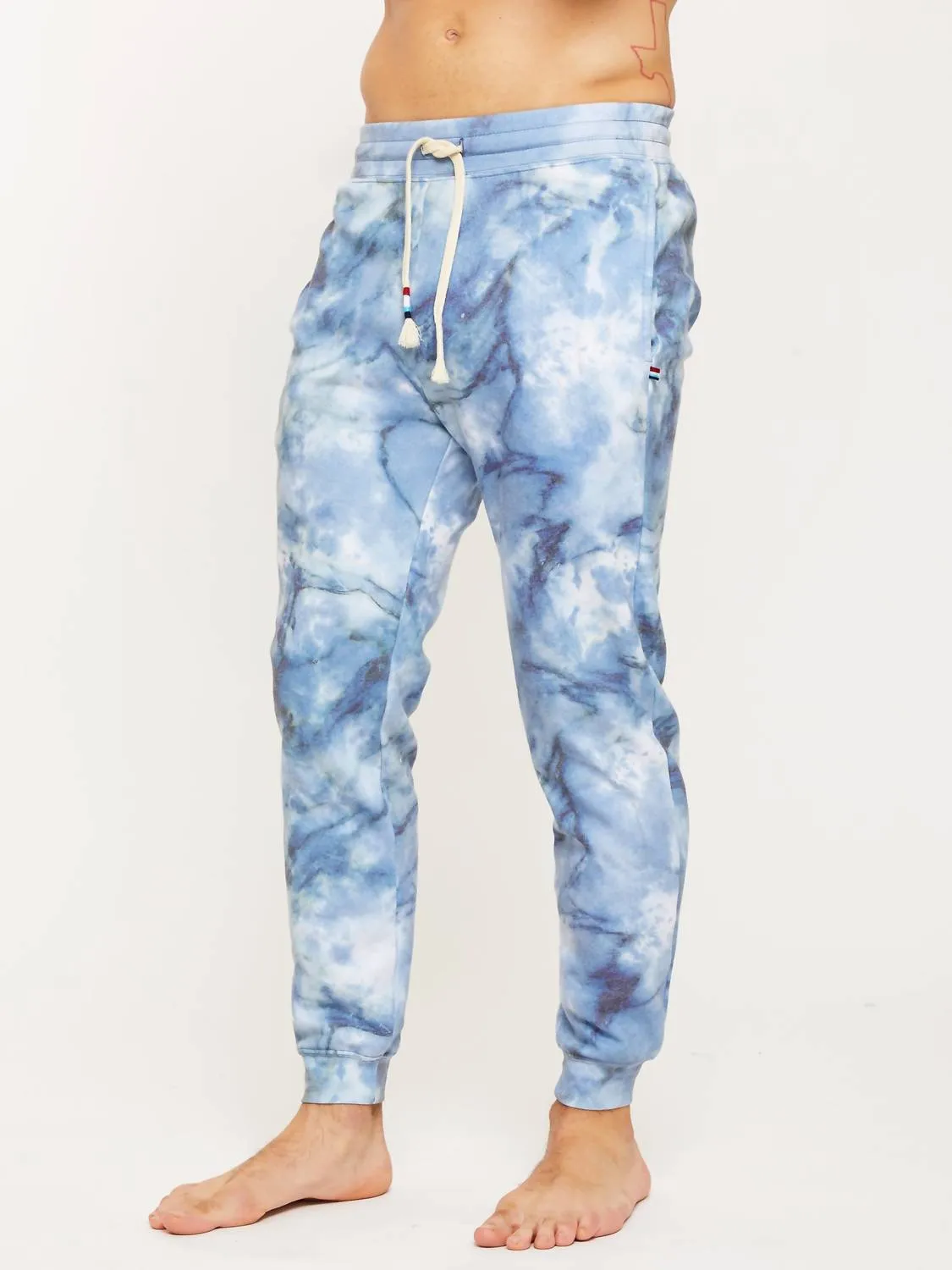 Granit Marmor Jogger in Blauem Marmordruck