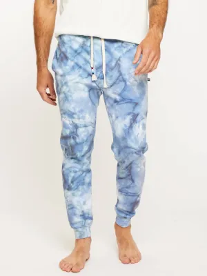 Granit Marmor Jogger in Blauem Marmordruck