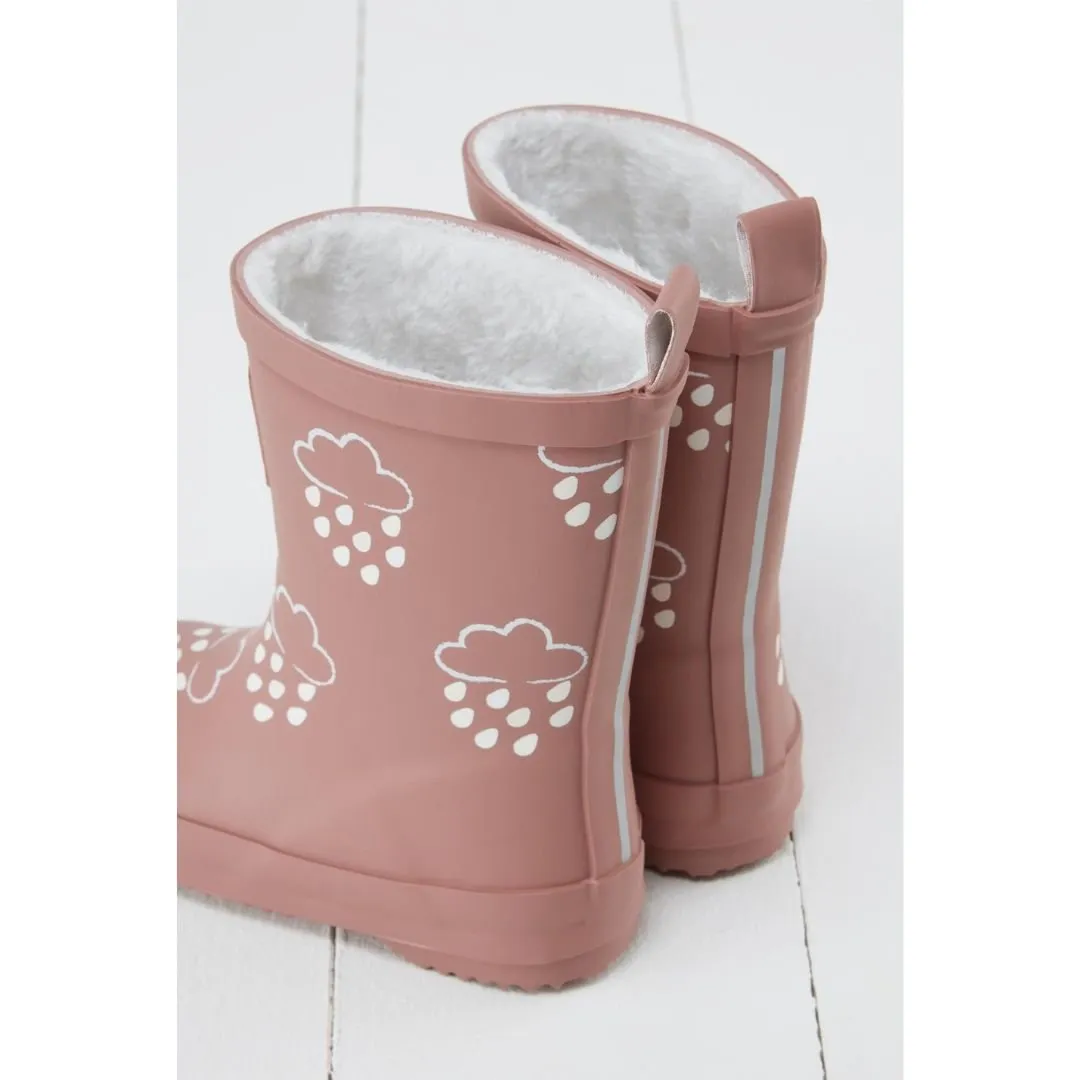Gras & Luft: Rosa farbwechselnde Kinder-Gummistiefel mit Teddy-Fleece-Futter