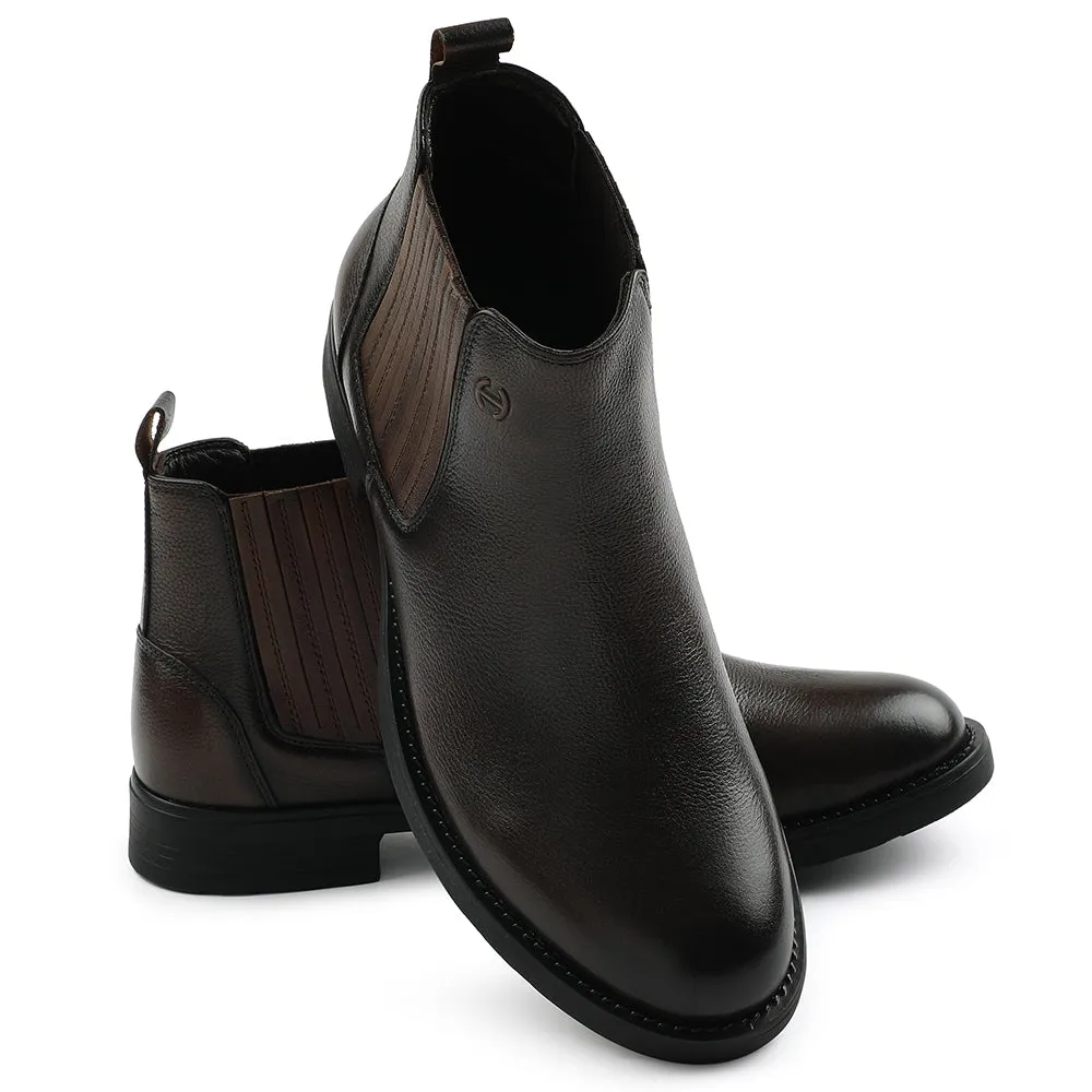 Healers Dunkelbraune lässige Chelsea-Stiefel ohne Schnürung für Herren J757-01 von Liberty