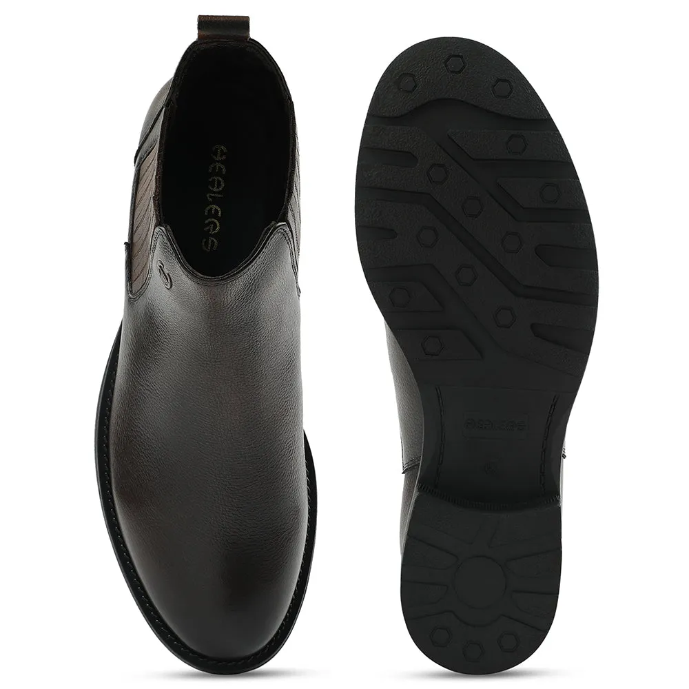 Healers Dunkelbraune lässige Chelsea-Stiefel ohne Schnürung für Herren J757-01 von Liberty