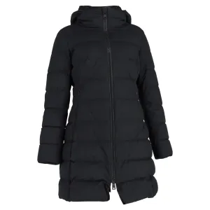 Herno Reißverschluss-Hoodie-Daunenmantel in Schwarz aus Polyester