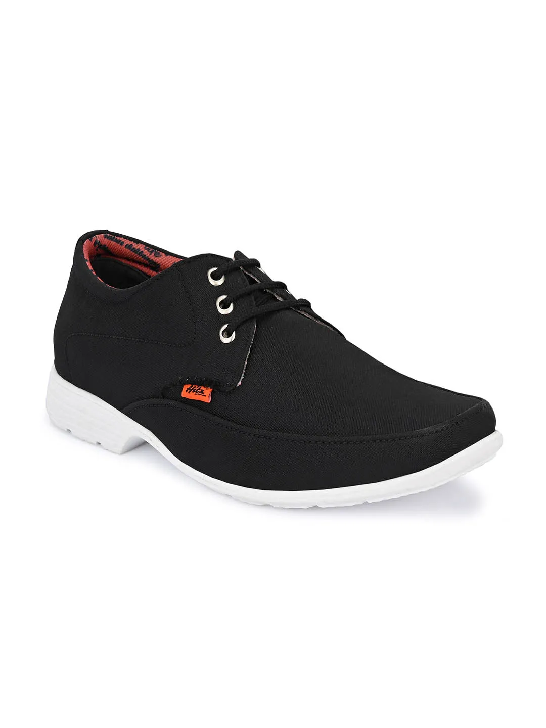 Hitz Herren Schuhe aus schwarzem Stoff mit Schnürung, bequeme Freizeitschuhe