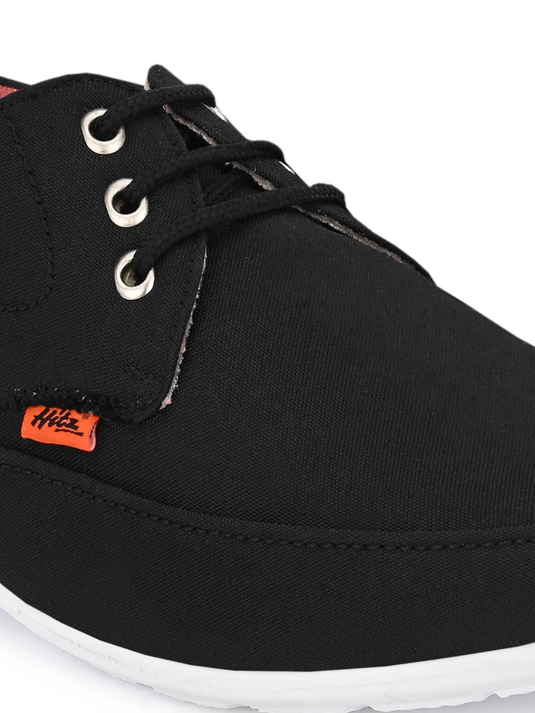 Hitz Herren Schuhe aus schwarzem Stoff mit Schnürung, bequeme Freizeitschuhe