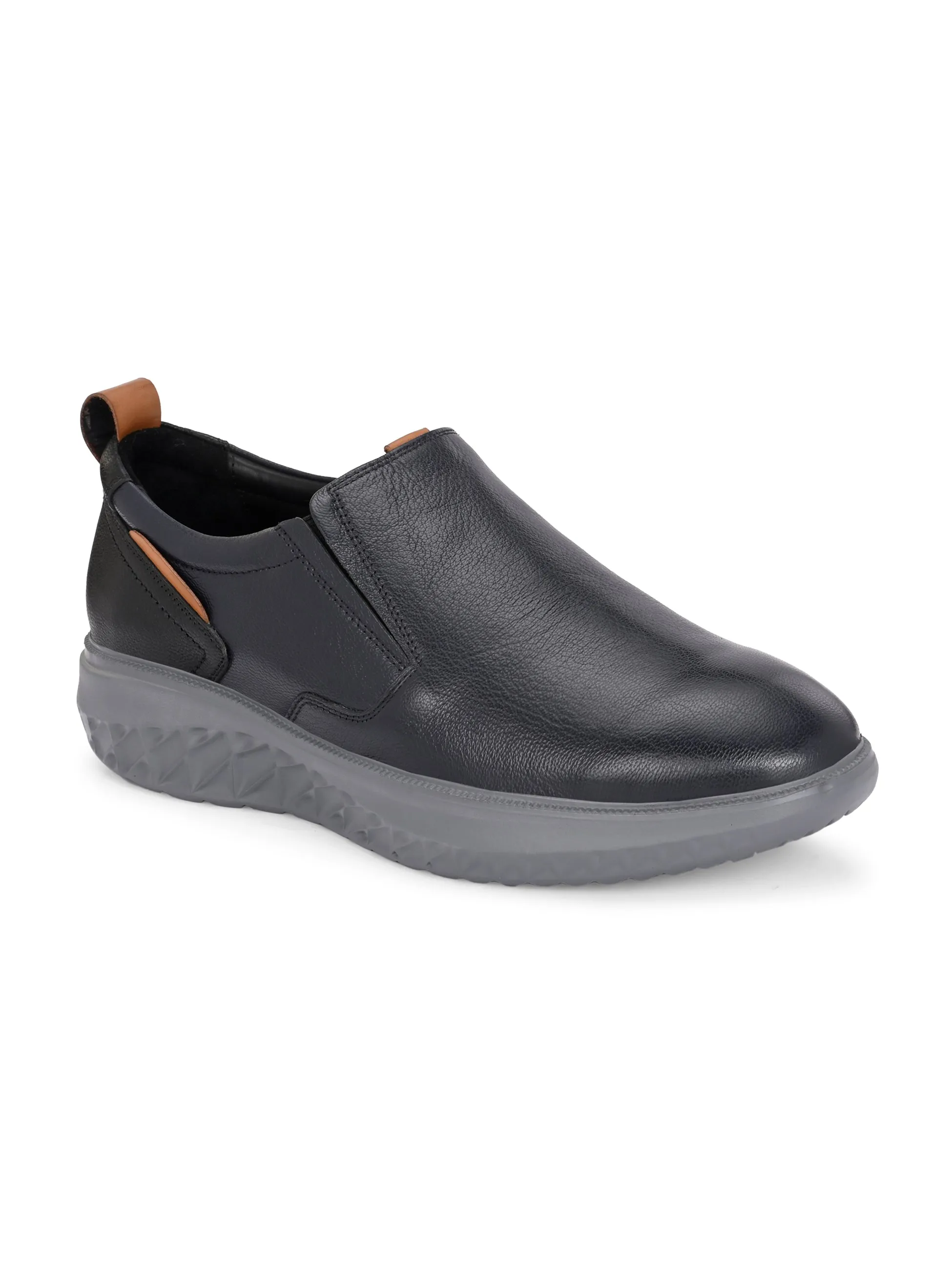 Hitz Herren Schwarze Leder Bequeme Schlupfschuhe