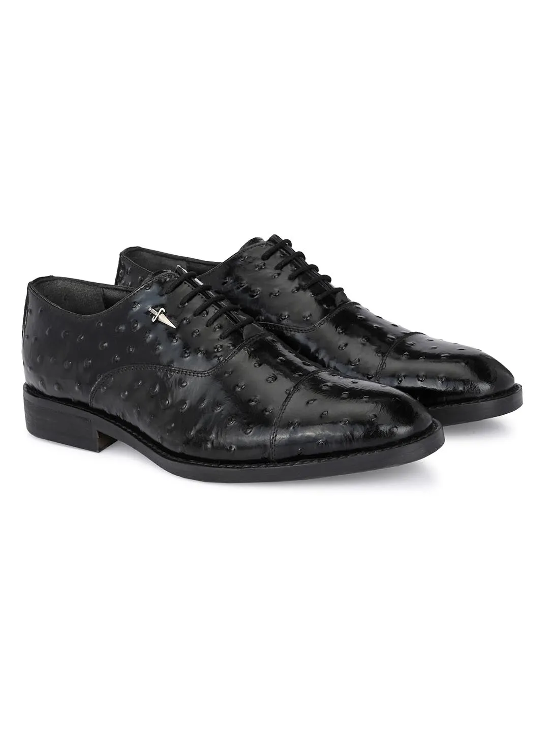 Hitz Herren Schwarze Leder Derby Party Schuhe