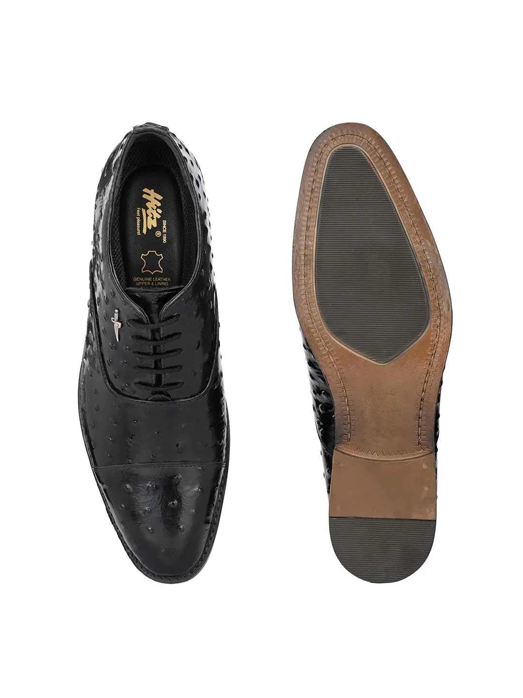 Hitz Herren Schwarze Leder Derby Party Schuhe