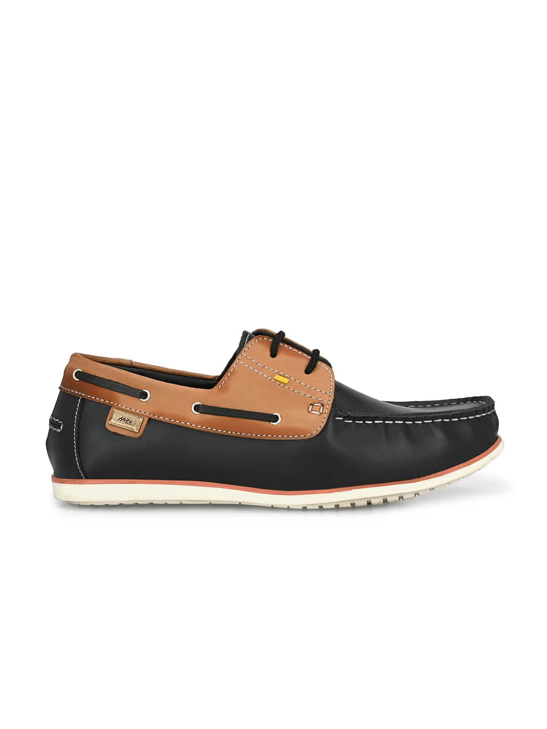 Hitz Herren-Schnürschuhe aus schwarzem Leder im Bootsschuhe-Design