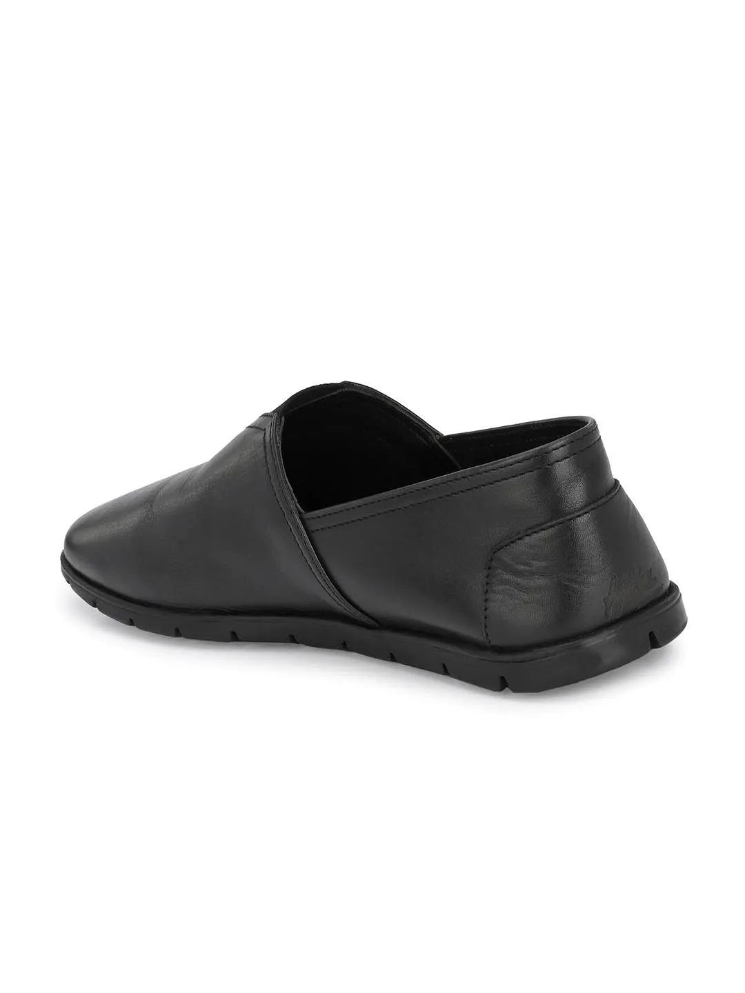 Hitz Herren Schwarze Leder Slip-On Freizeitschuhe