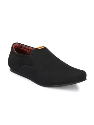 Hitz Herren Schwarze Leder Slip-On Freizeitschuhe