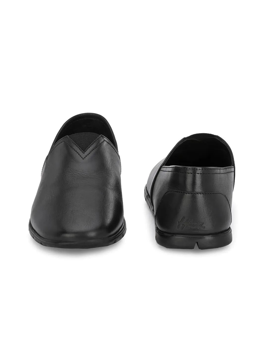 Hitz Herren Schwarze Leder Slip-On Freizeitschuhe