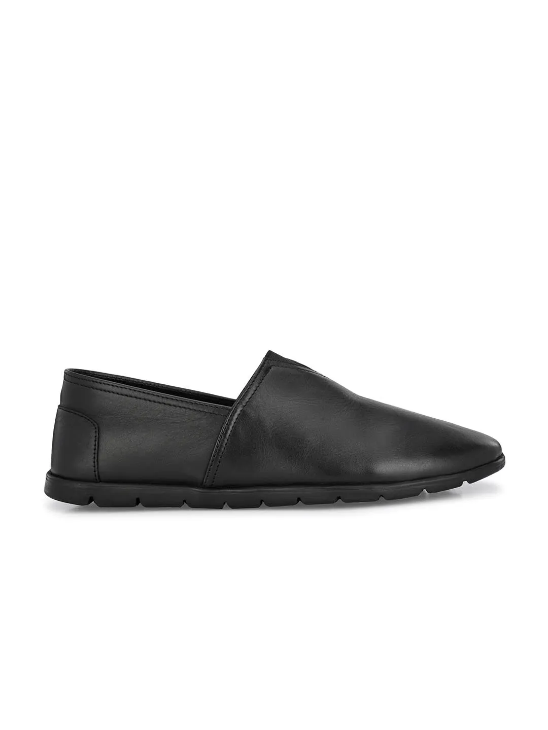 Hitz Herren Schwarze Leder Slip-On Freizeitschuhe