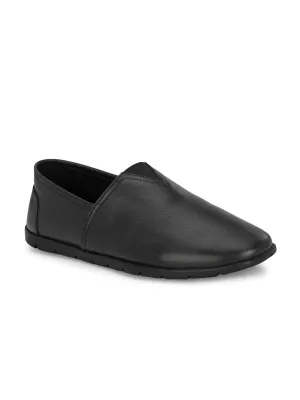 Hitz Herren Schwarze Leder Slip-On Freizeitschuhe