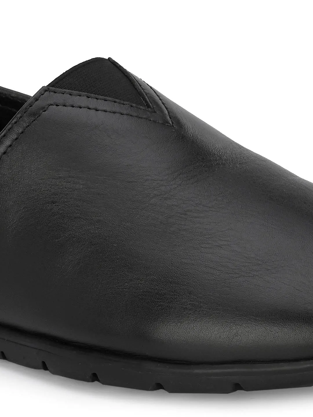 Hitz Herren Schwarze Leder Slip-On Freizeitschuhe