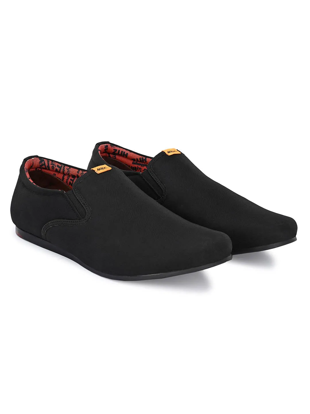 Hitz Herren Schwarze Leder Slip-On Freizeitschuhe
