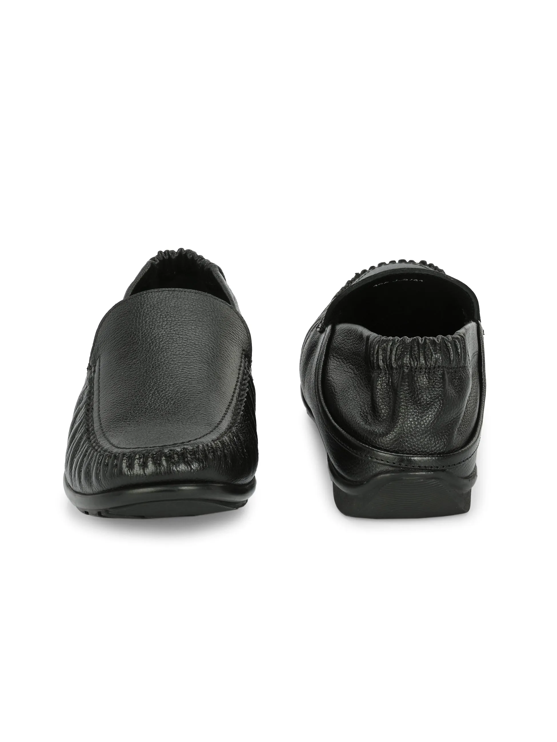 Hitz Herren Schwarze Leder Slip-On Komfort Loaferschuhe