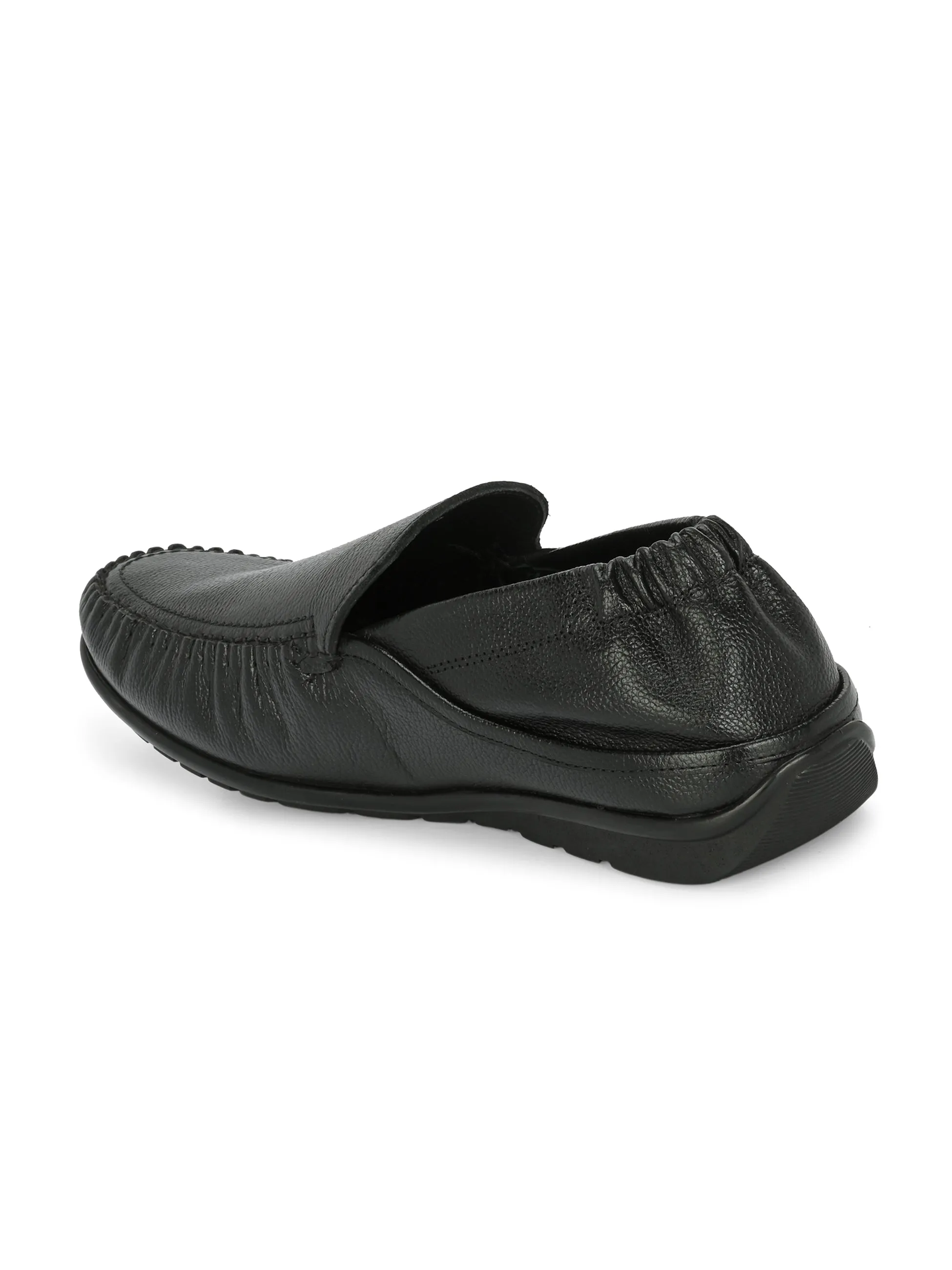 Hitz Herren Schwarze Leder Slip-On Komfort Loaferschuhe