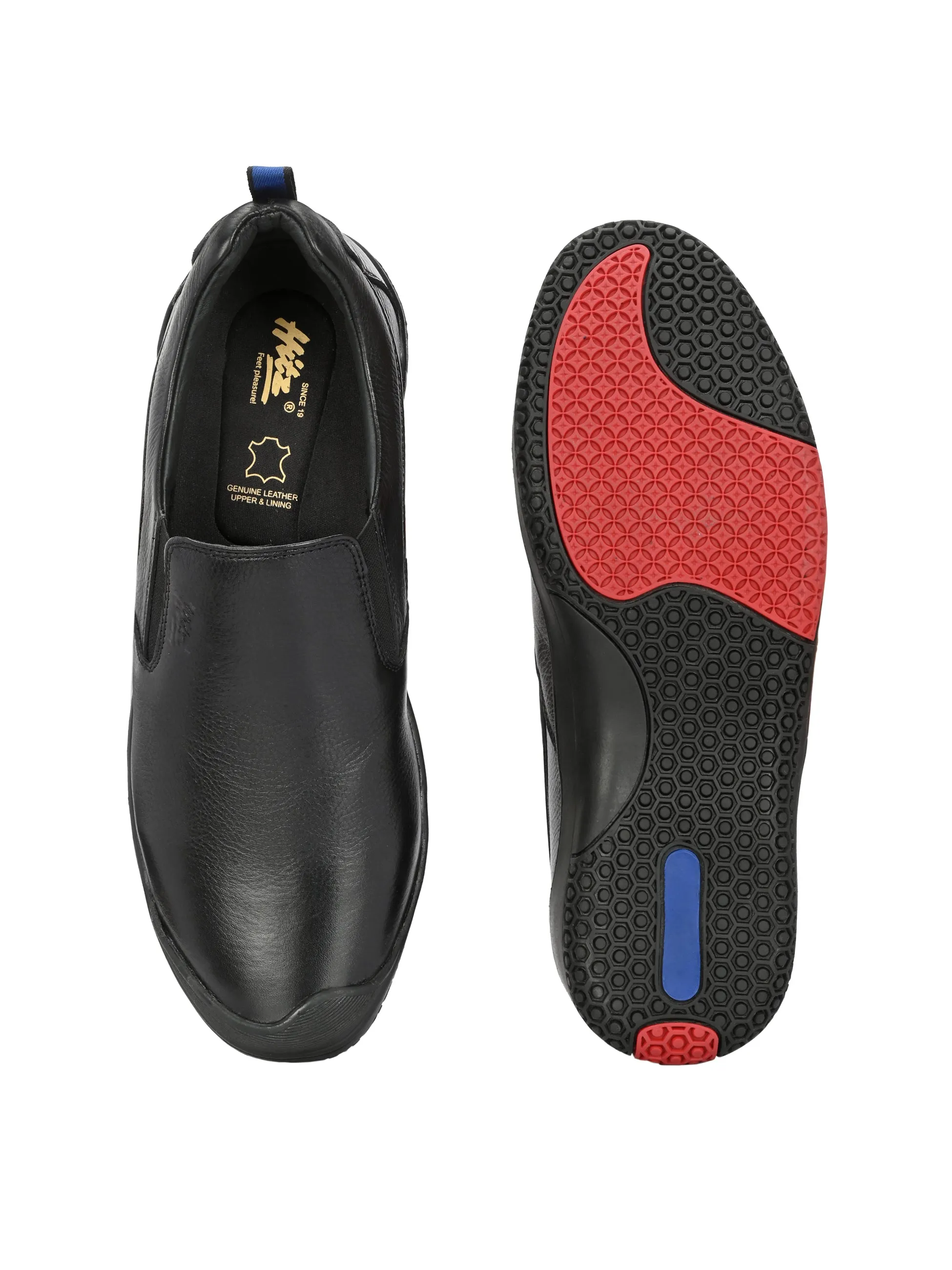 Hitz Herren Schwarze Leder-Slip-On formelle Schuhe