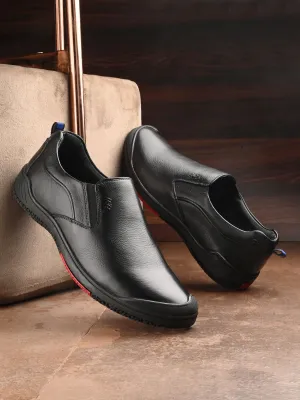 Hitz Herren Schwarze Leder-Slip-On formelle Schuhe