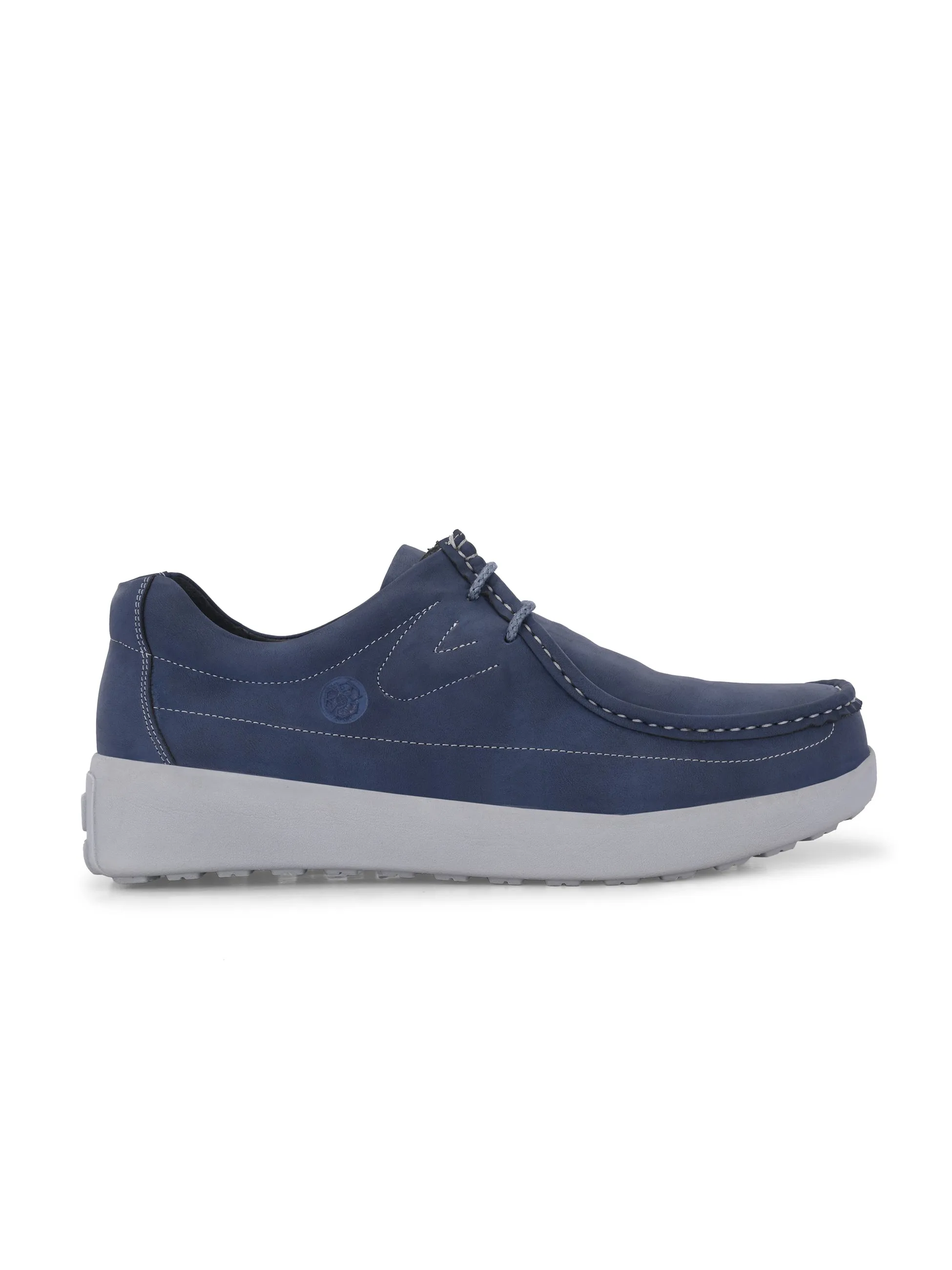 HITZ Herren Blaue Leder Casual Schnürschuhe