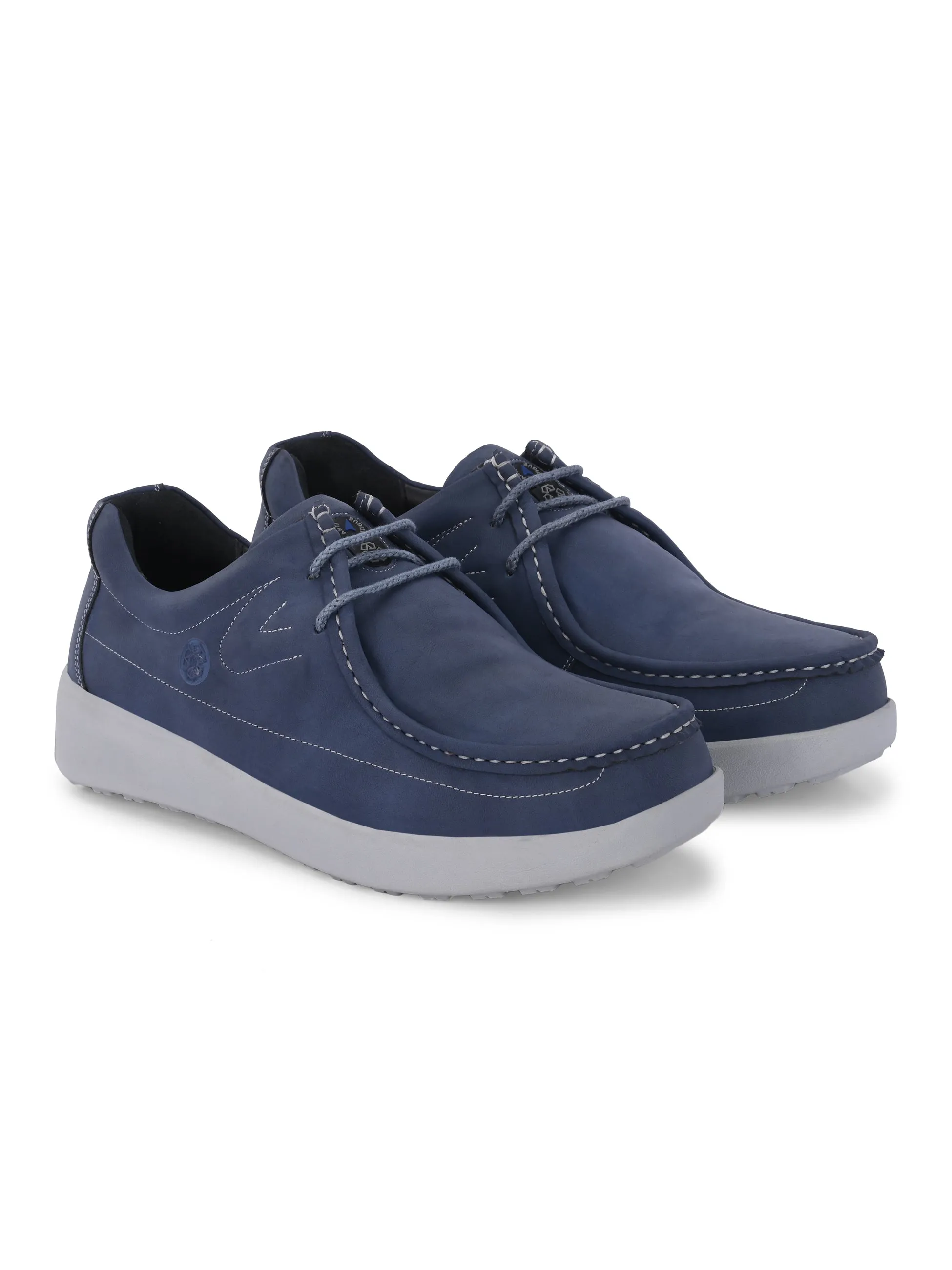 HITZ Herren Blaue Leder Casual Schnürschuhe