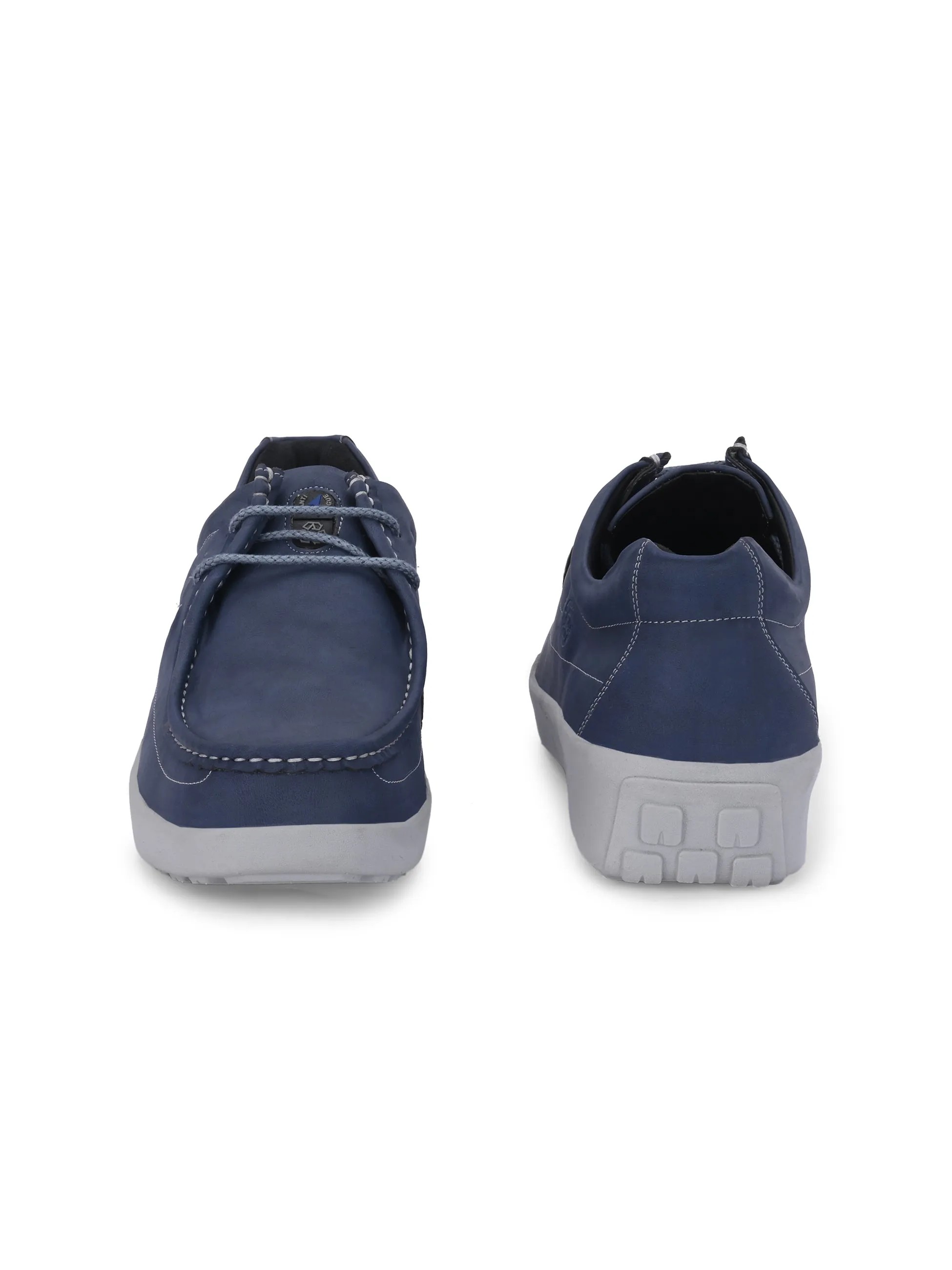 HITZ Herren Blaue Leder Casual Schnürschuhe