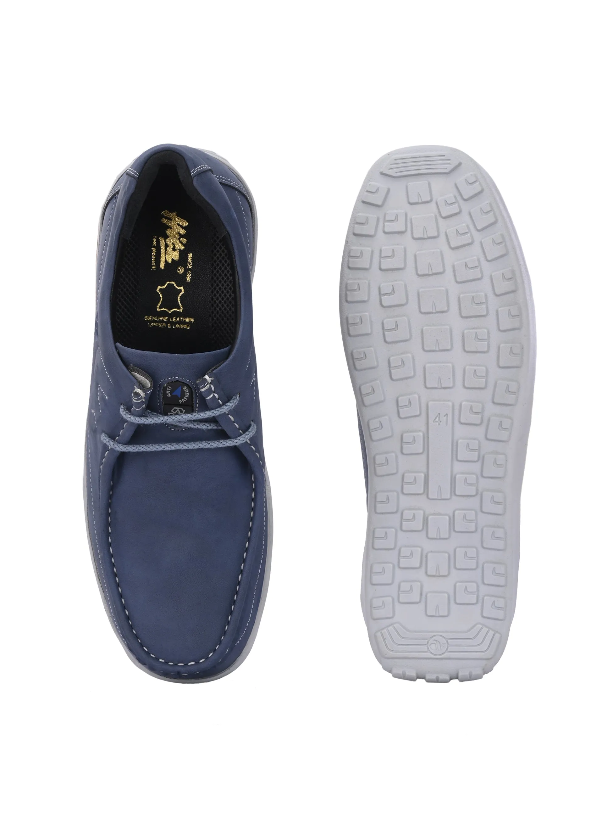 HITZ Herren Blaue Leder Casual Schnürschuhe