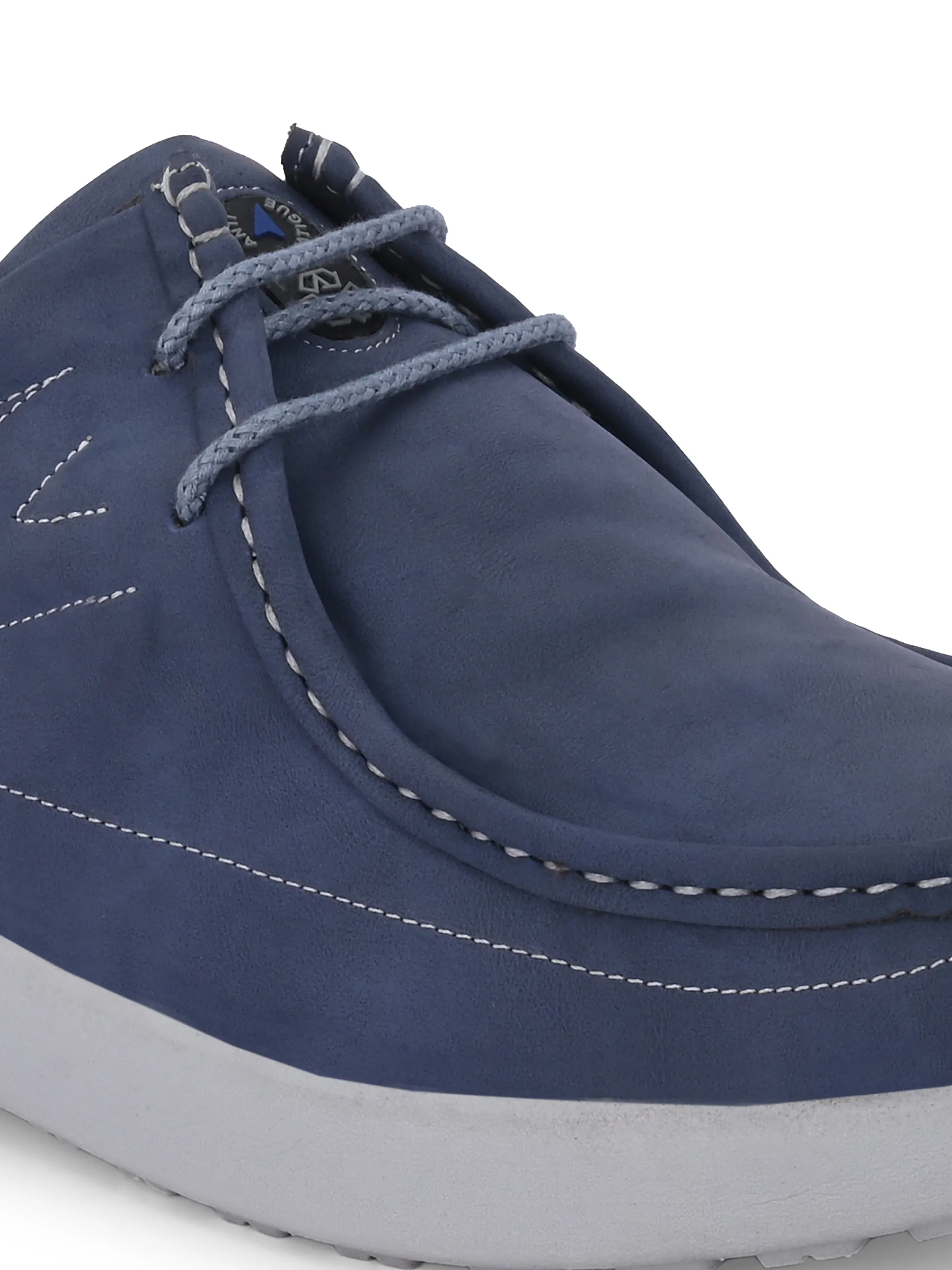 HITZ Herren Blaue Leder Casual Schnürschuhe