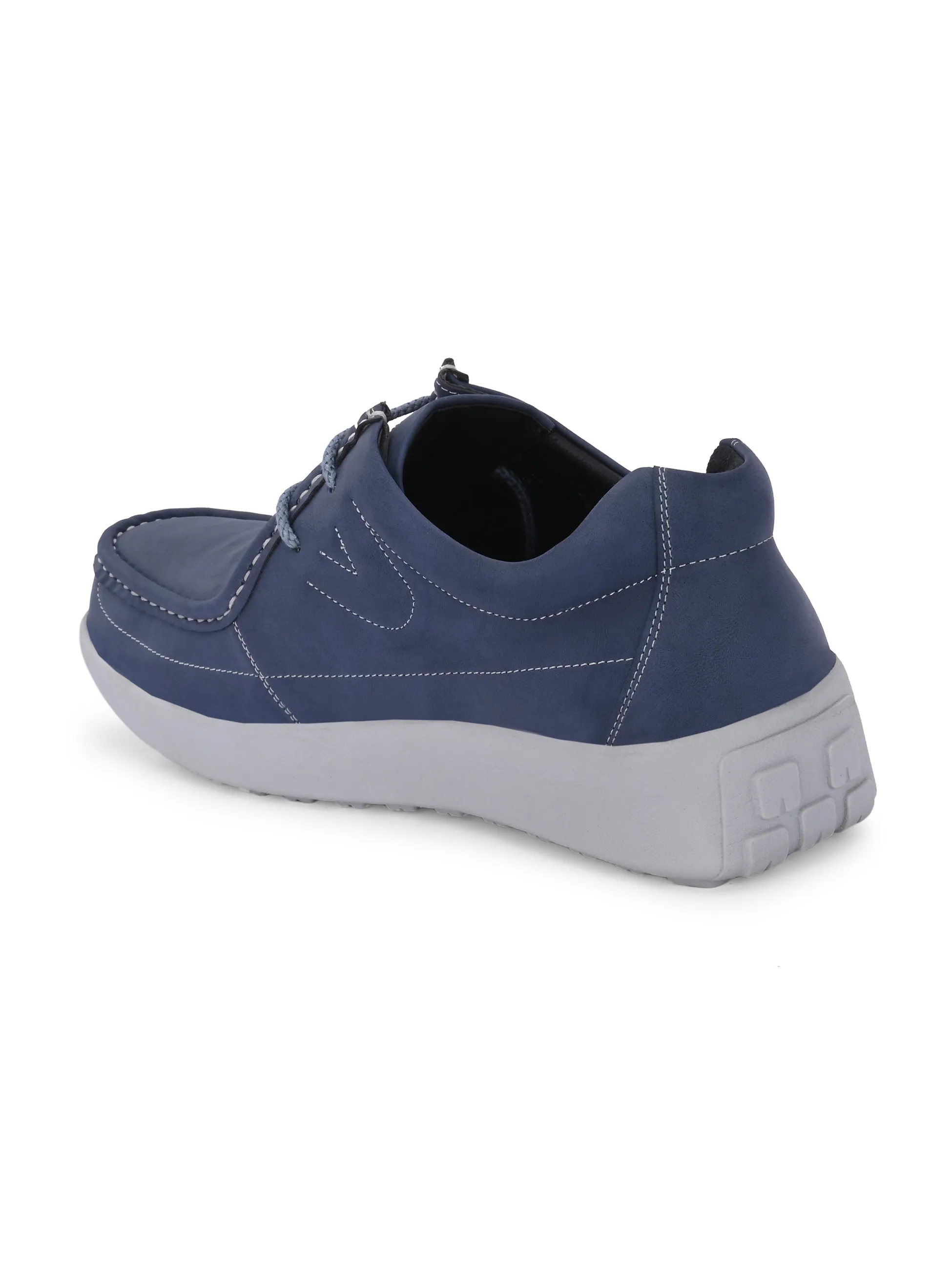 HITZ Herren Blaue Leder Casual Schnürschuhe