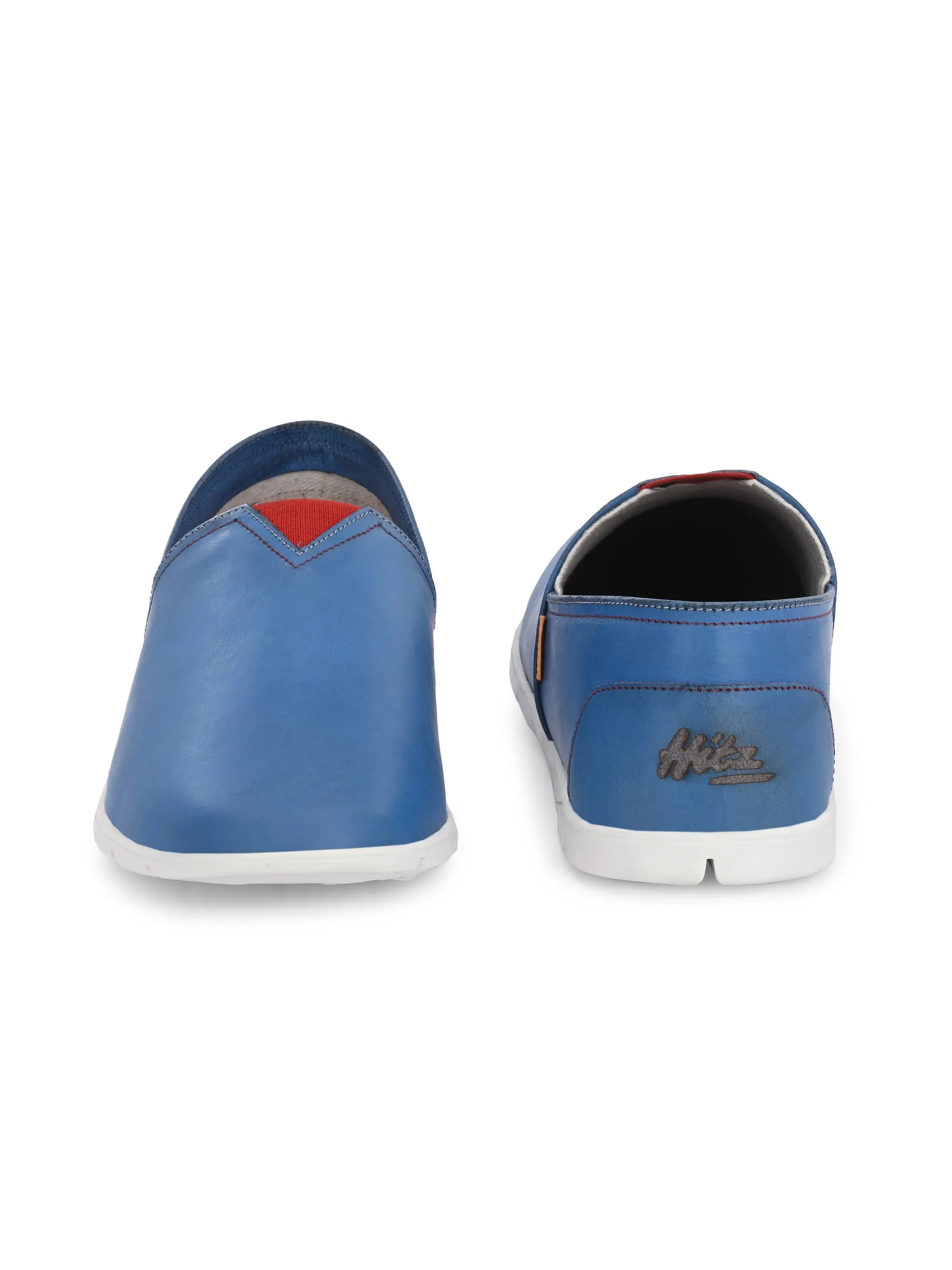 Hitz Herren Blaue Lederschlupfschuhe für den Casual-Look