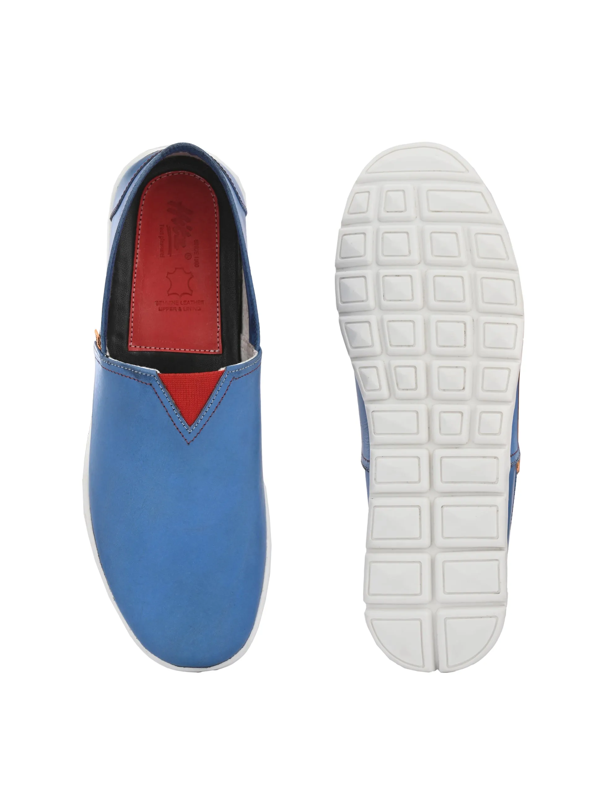 Hitz Herren Blaue Lederschlupfschuhe für den Casual-Look