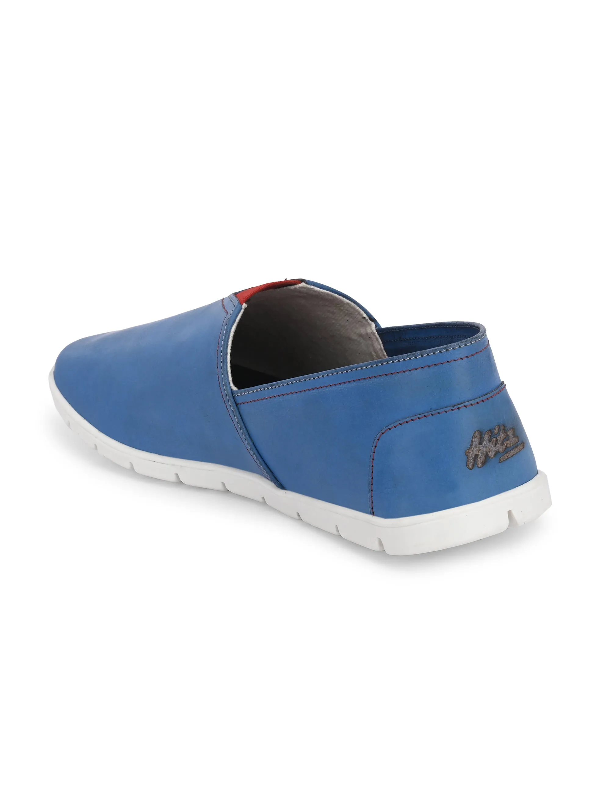Hitz Herren Blaue Lederschlupfschuhe für den Casual-Look