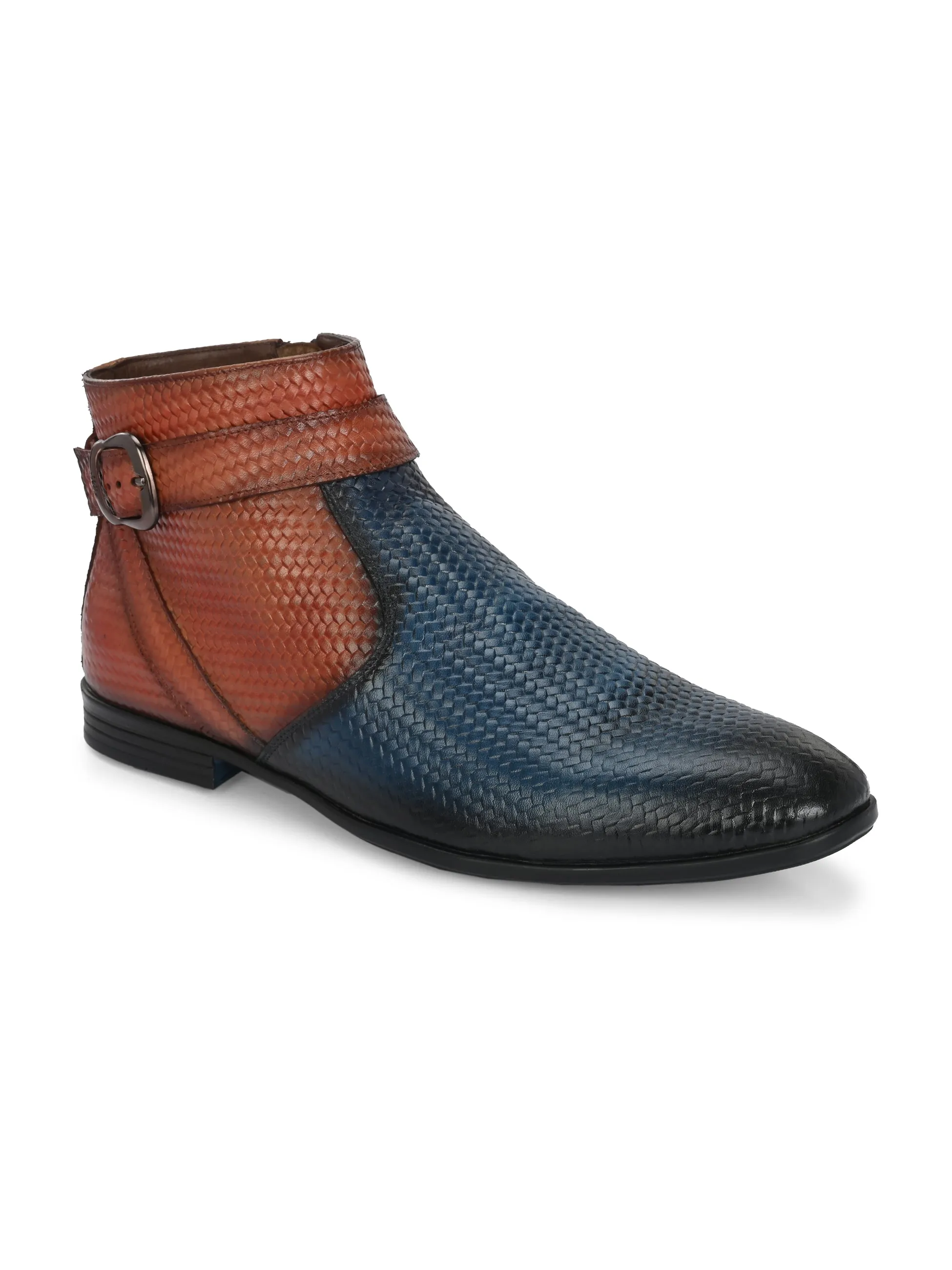 HITZ Herren Casual Stiefel in Blau/Braun aus Leder