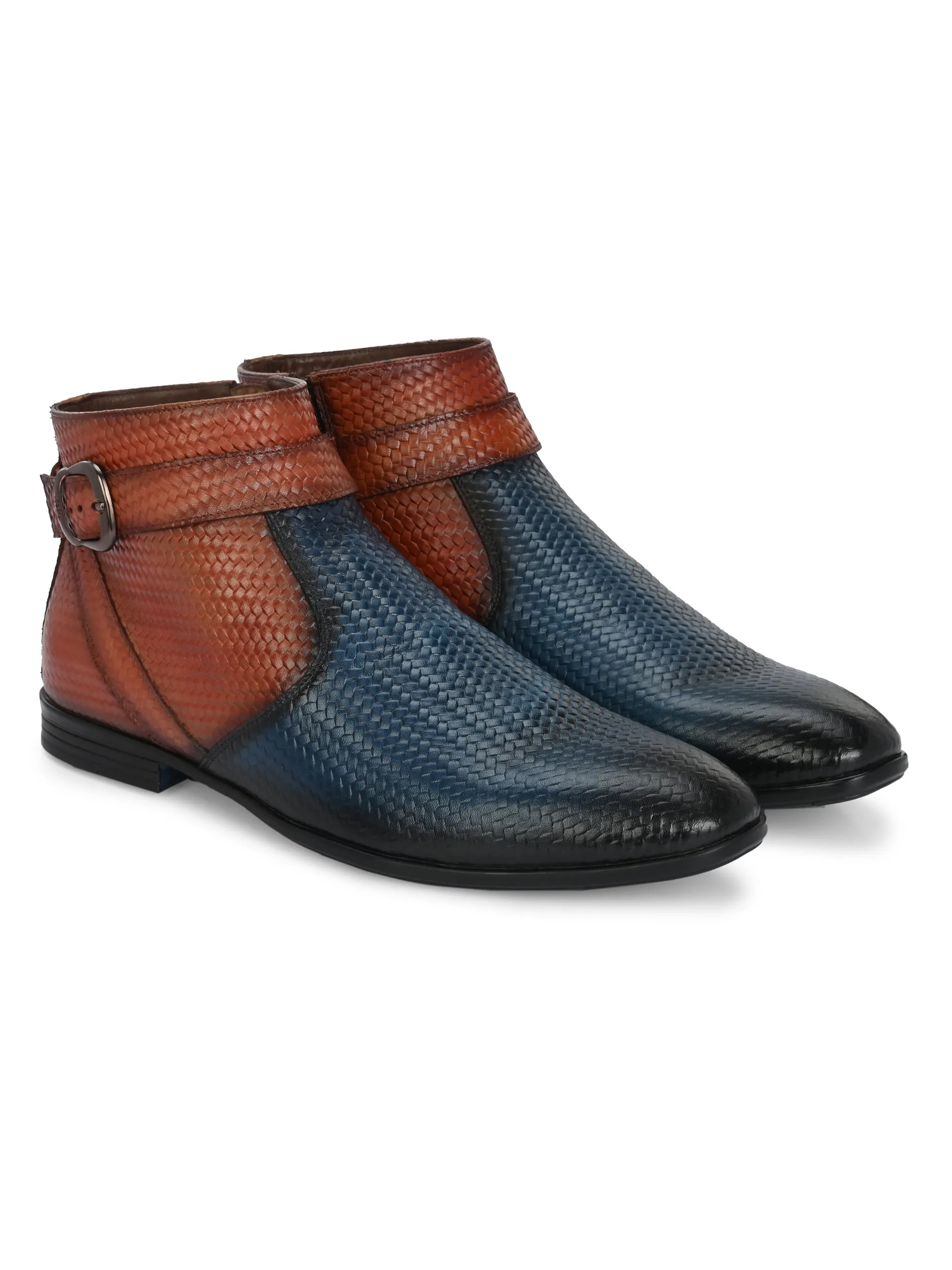 HITZ Herren Casual Stiefel in Blau/Braun aus Leder