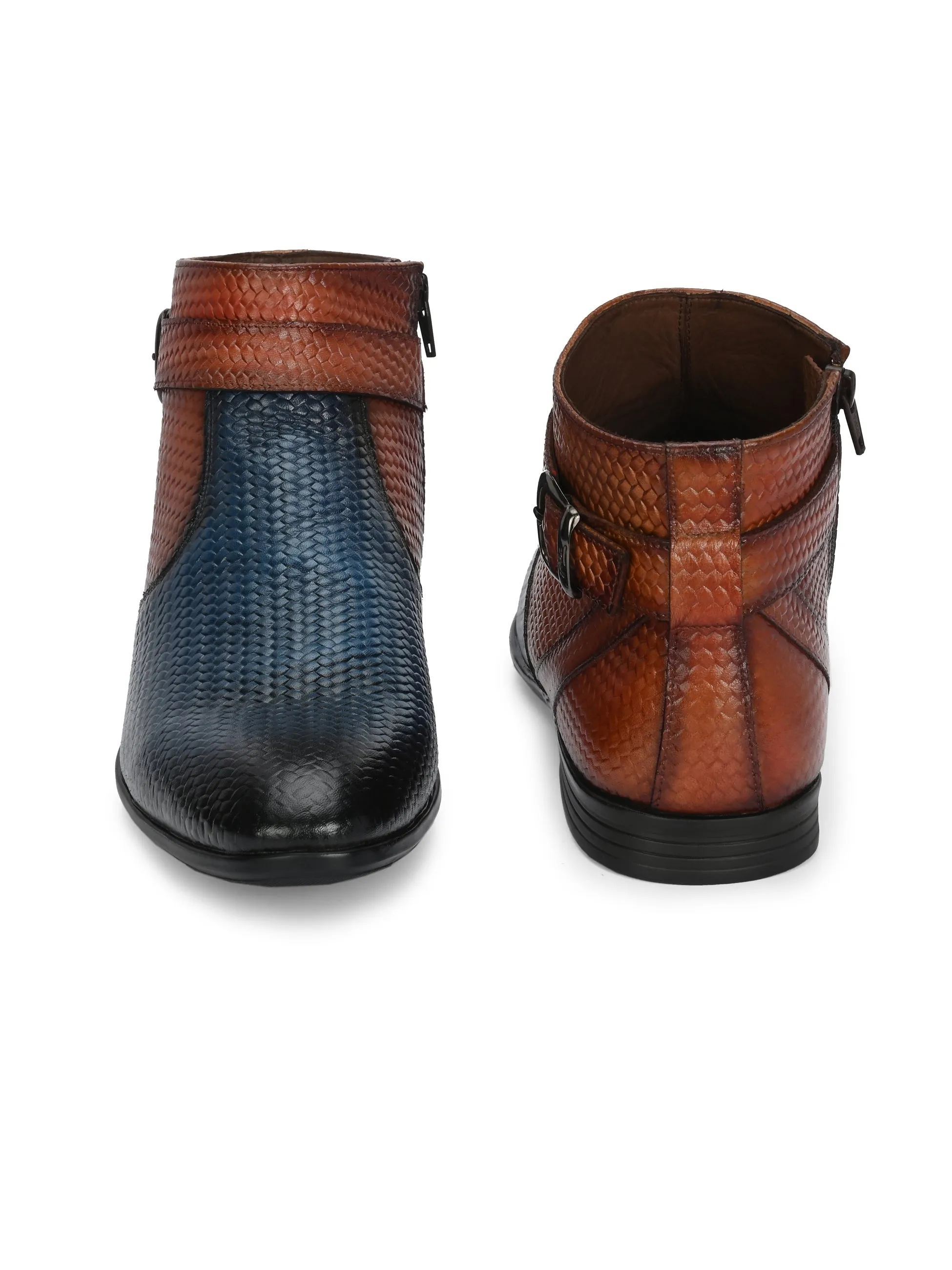 HITZ Herren Casual Stiefel in Blau/Braun aus Leder