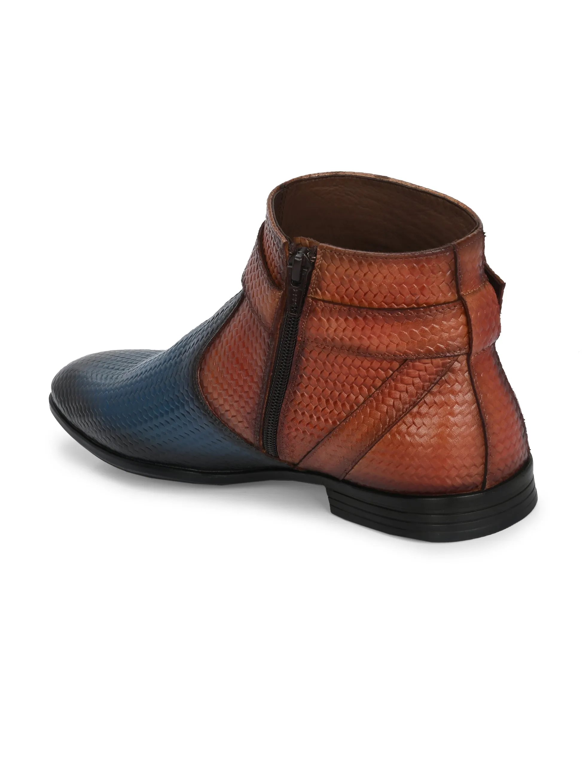 HITZ Herren Casual Stiefel in Blau/Braun aus Leder