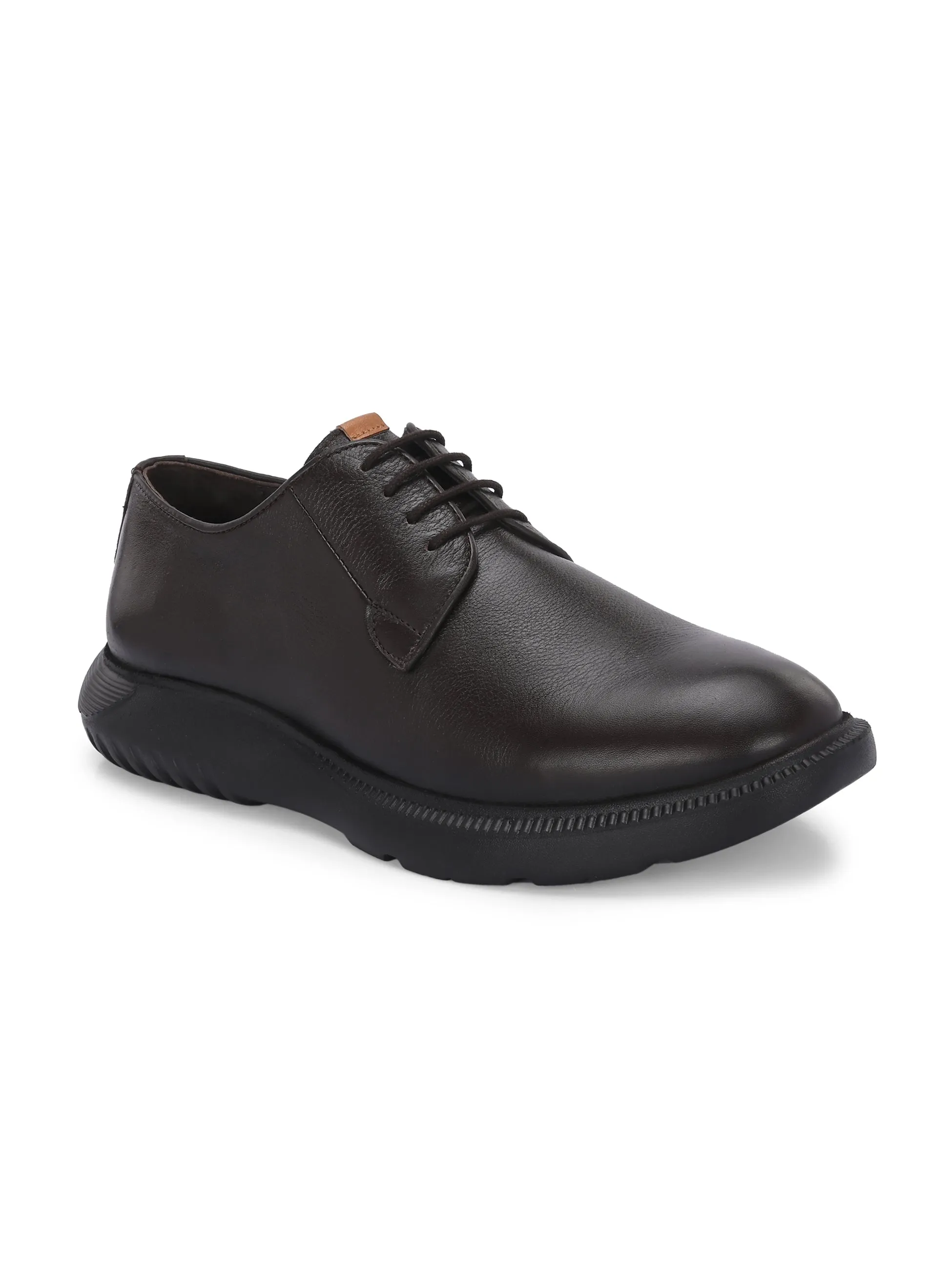 HITZ Herren Braune Leder Casual Schnürschuhe