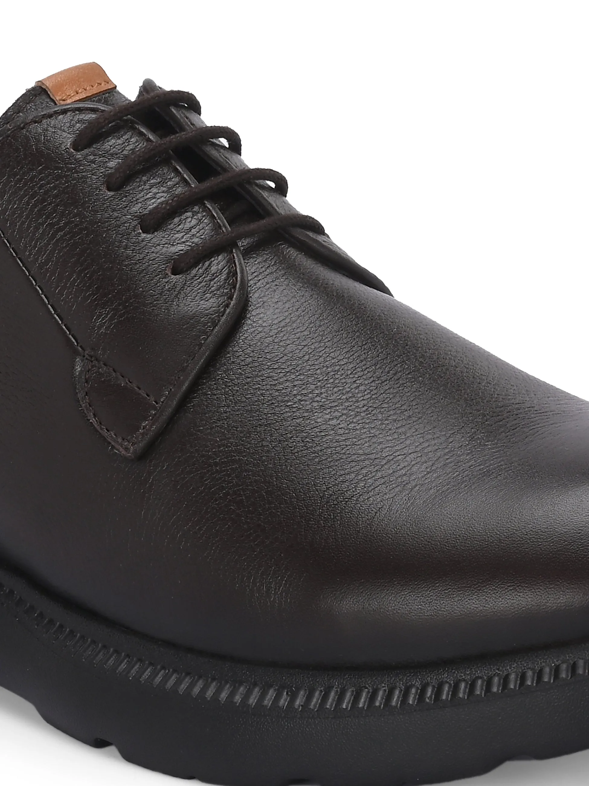 HITZ Herren Braune Leder Casual Schnürschuhe