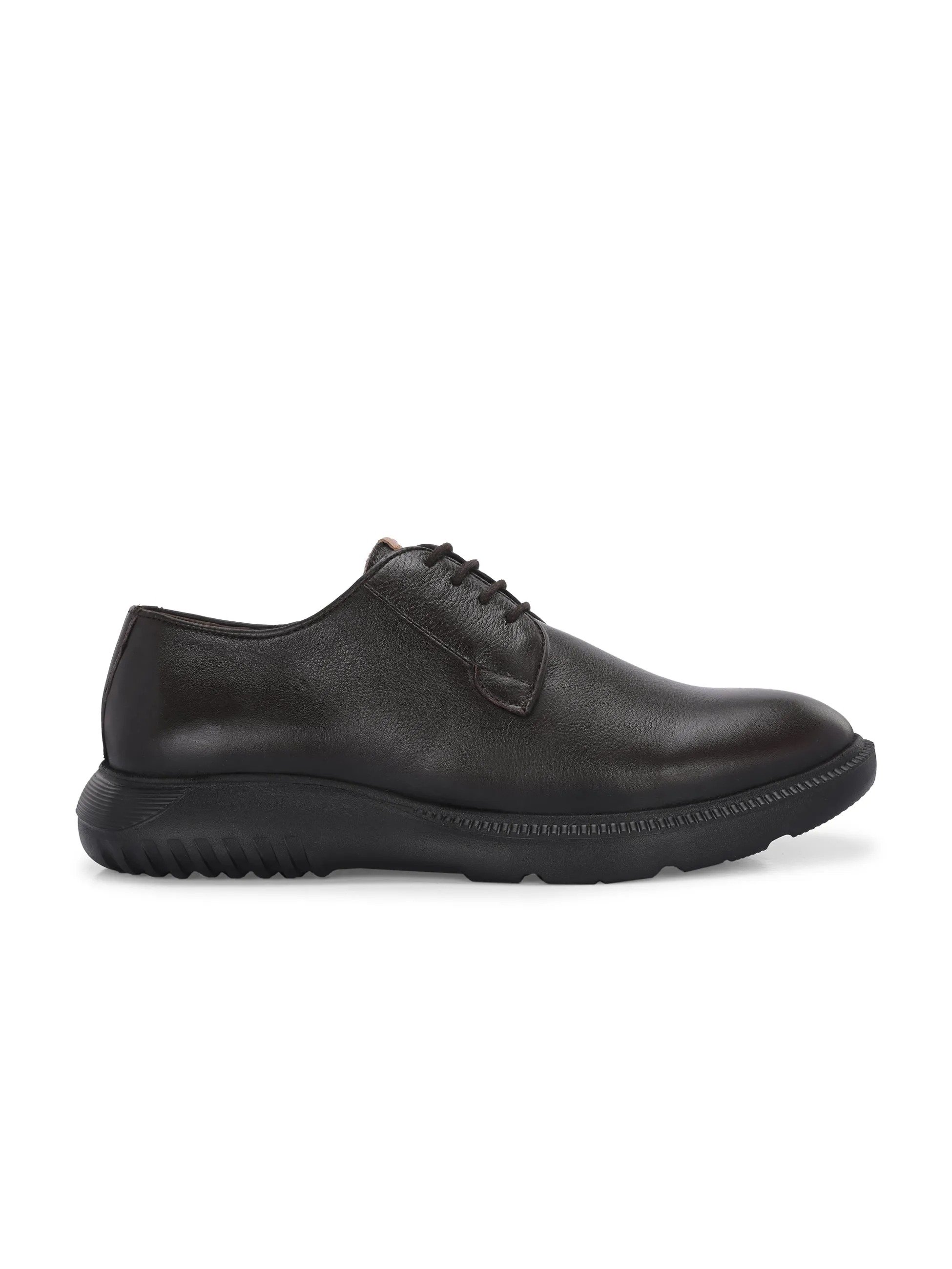 HITZ Herren Braune Leder Casual Schnürschuhe
